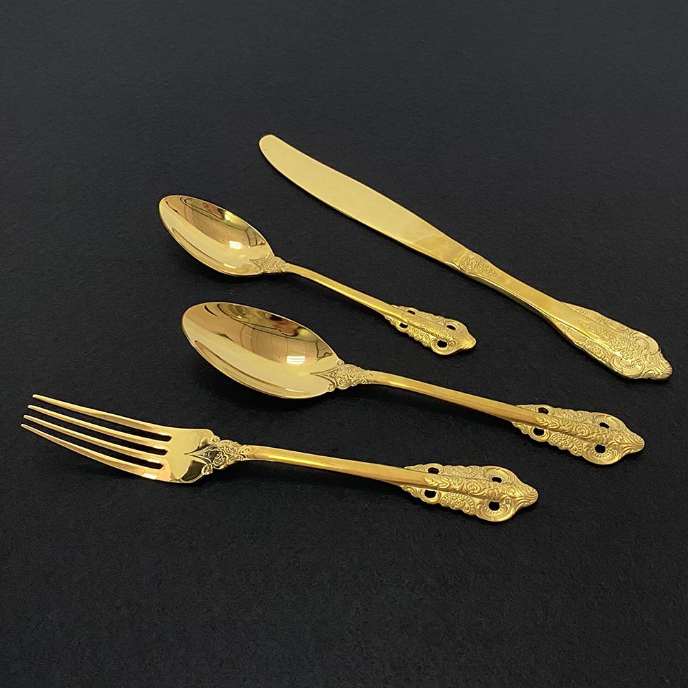 24-Piece Stainless Steel Flatware Set - 18/10 Premium Cutlery with Knife, Fork & Spoon - Elegant Rainbow Silverware for Dining, Dishwasher Safe - Perfect for Dinner Parties, Weddings & Everyday Use