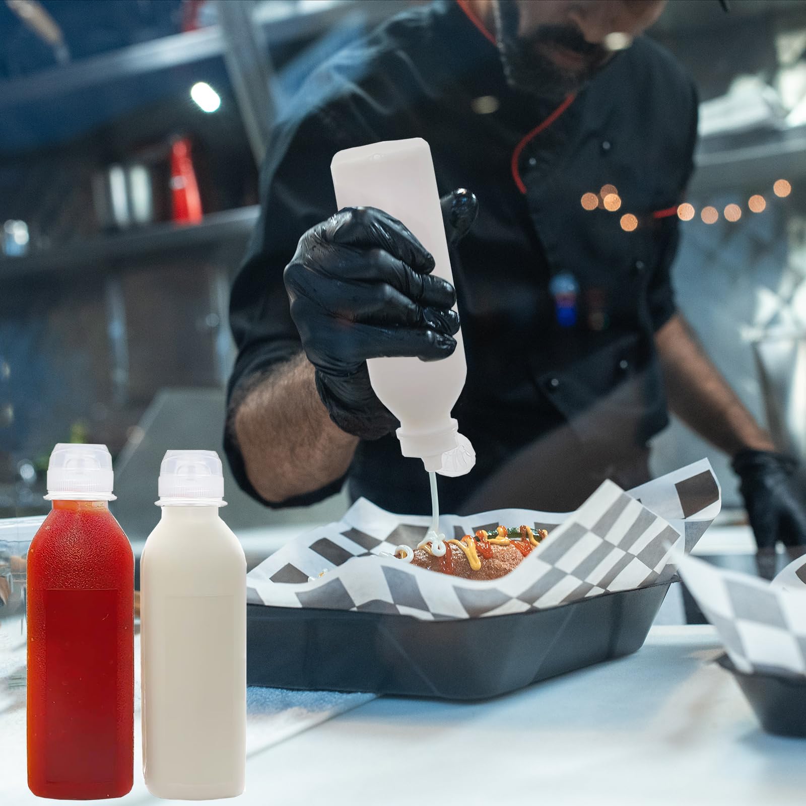 WAYDA 6-Pack 17oz Sauce Squeeze Bottles for BBQ, Ketchup & Oil - Kitchen & Restaurant Use