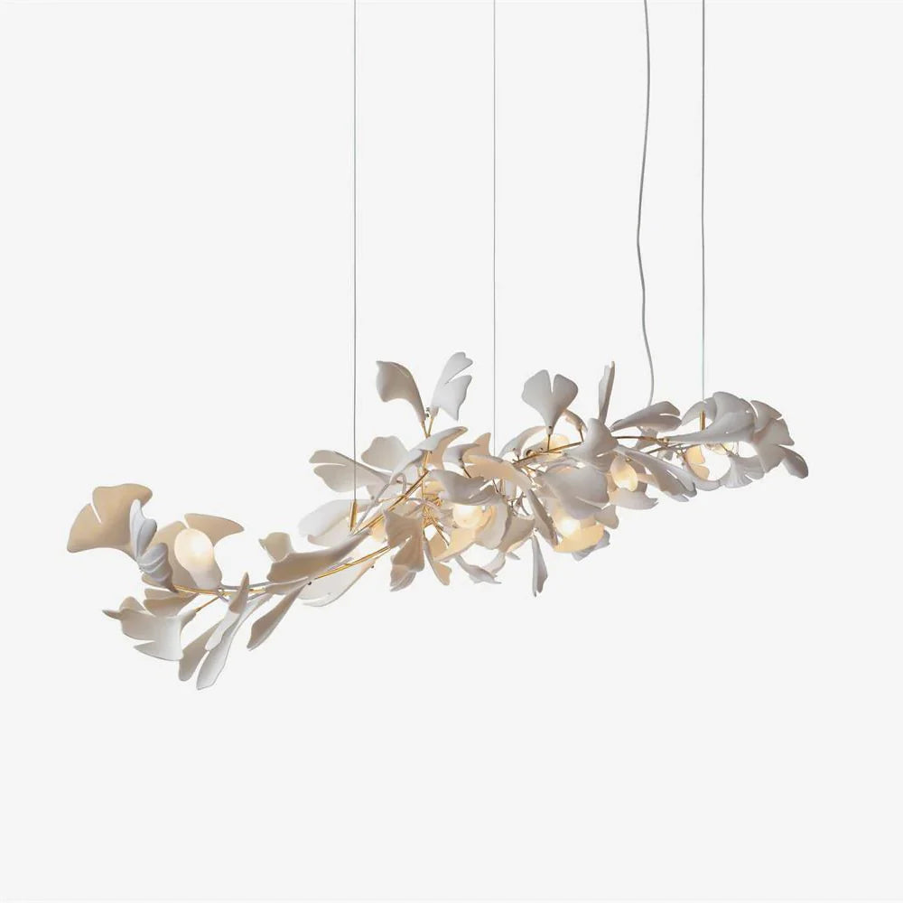 White Gingko Chandelier - Elegant Modern Lighting Fixture for Dining Room, Living Room & Bedroom Decor