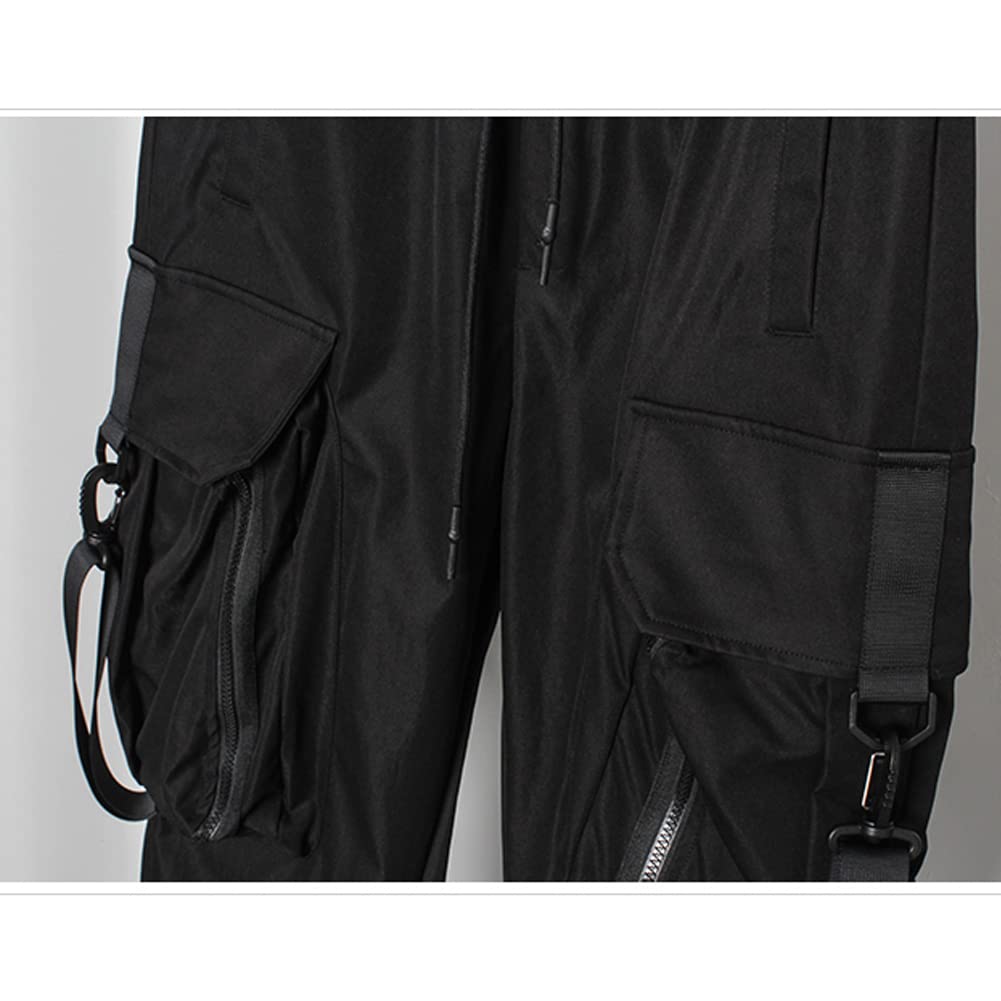 Men's Cargo Joggers Pants with Multiple Pockets - Hip Hop Tactical Trousers in Black | Stylish Techwear for Streetwear, Workout & Outdoor Activities