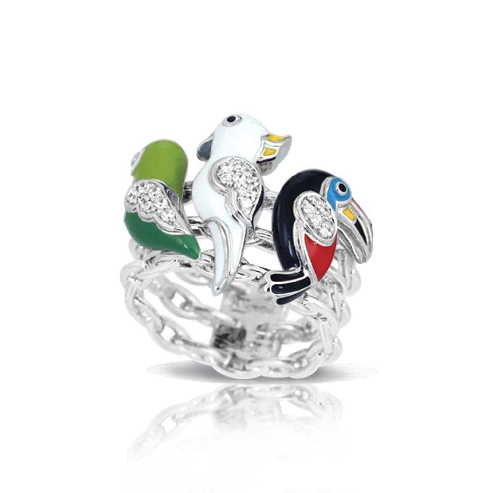 Belle Etoile Aviary Ring - Colorful Bird Cage Design Ring for Women - Size 8 - Perfect for Everyday Wear, Date Nights & Special Occasions