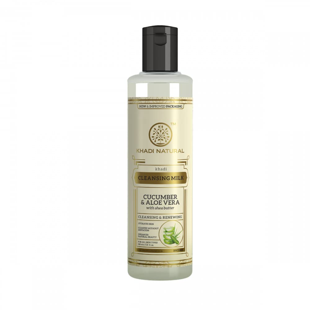 Khadi Natural Cucumber & Aloe Vera Cleansing Milk Cream with Shea Butter - 210ml (Pack of 2) | Gentle Face Wash for Dry & Sensitive Skin | Daily Skincare Routine