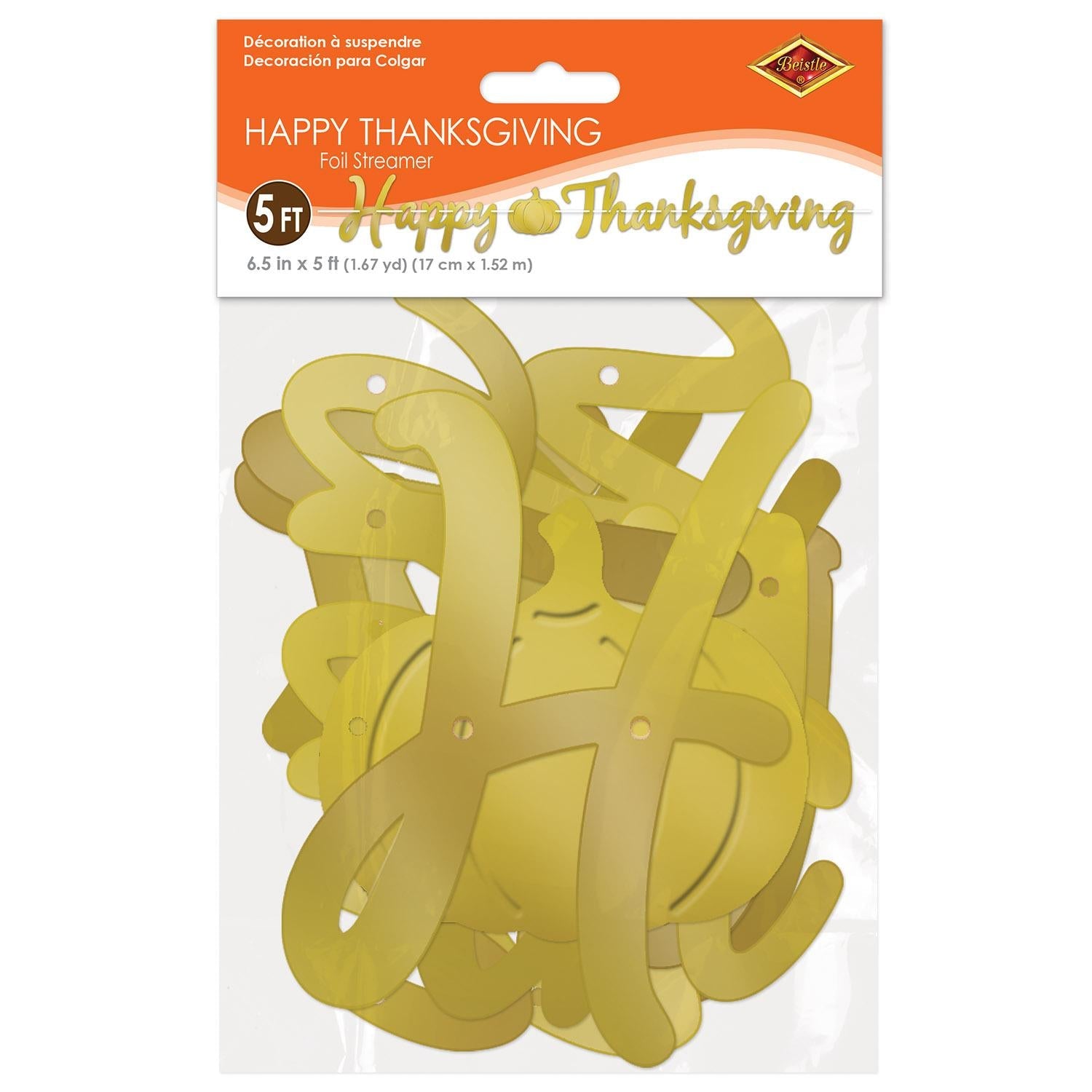 12 Pack Beistle Foil Happy Thanksgiving Streamers - Colorful Party Decorations for Thanksgiving Dinner, Home Decor & Holiday Celebrations