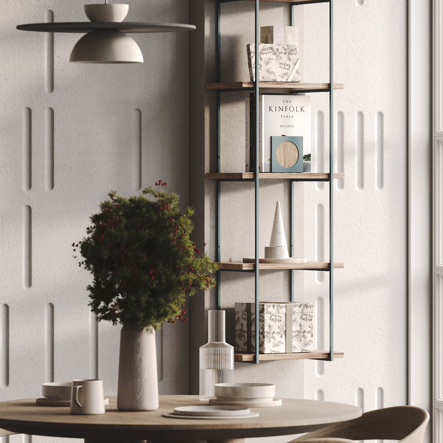 Lloyd Glazed White Oak 4-Tier Bookshelf - Rustic Wooden Storage Shelf for Living Room, Bedroom & Office Organization