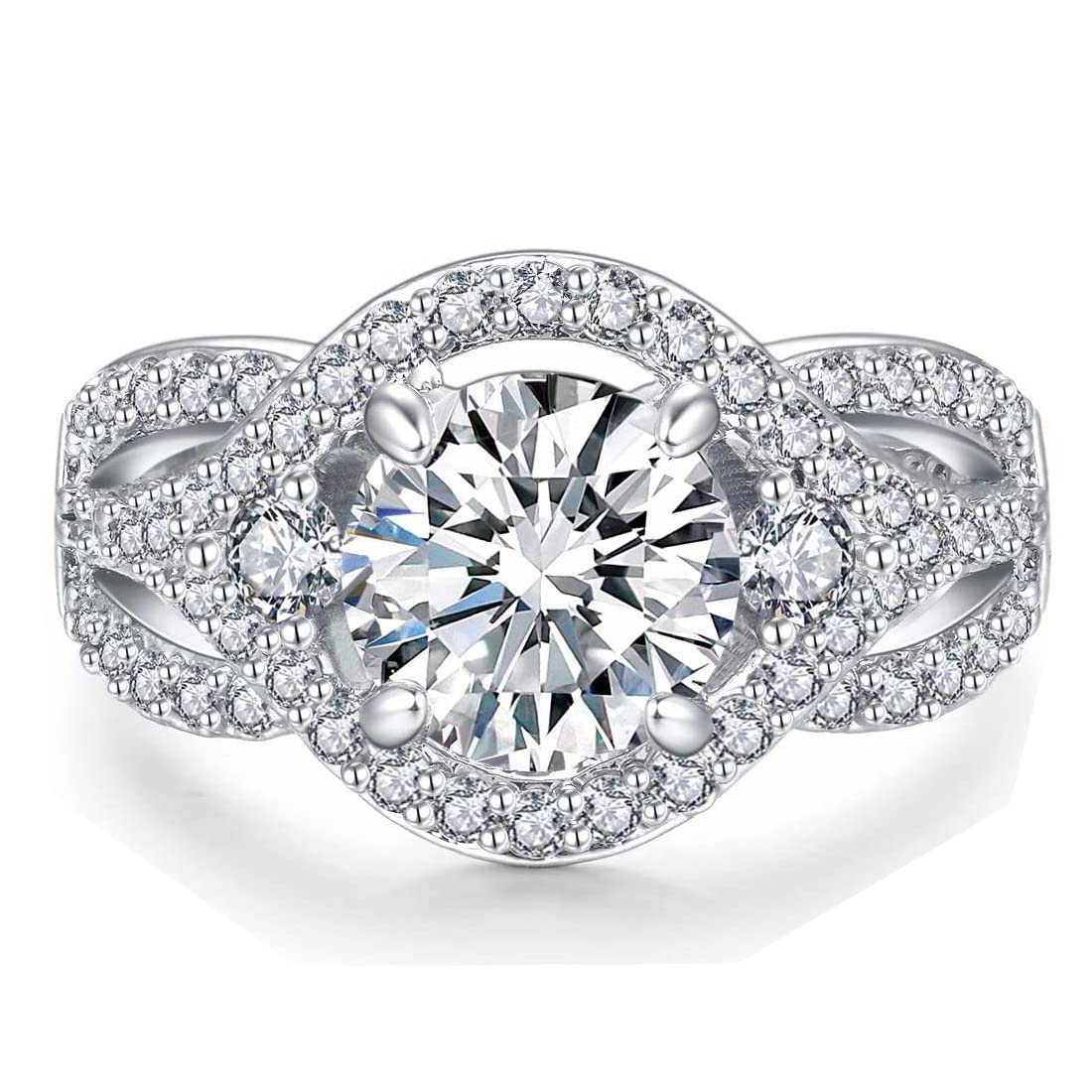 1.37ct Moissanite Engagement Ring for Women - 925 Sterling Silver Round Cut Twist Band Wedding Anniversary Promise Ring - Size 6-9 | Perfect for Proposals, Anniversaries & Special Occasions