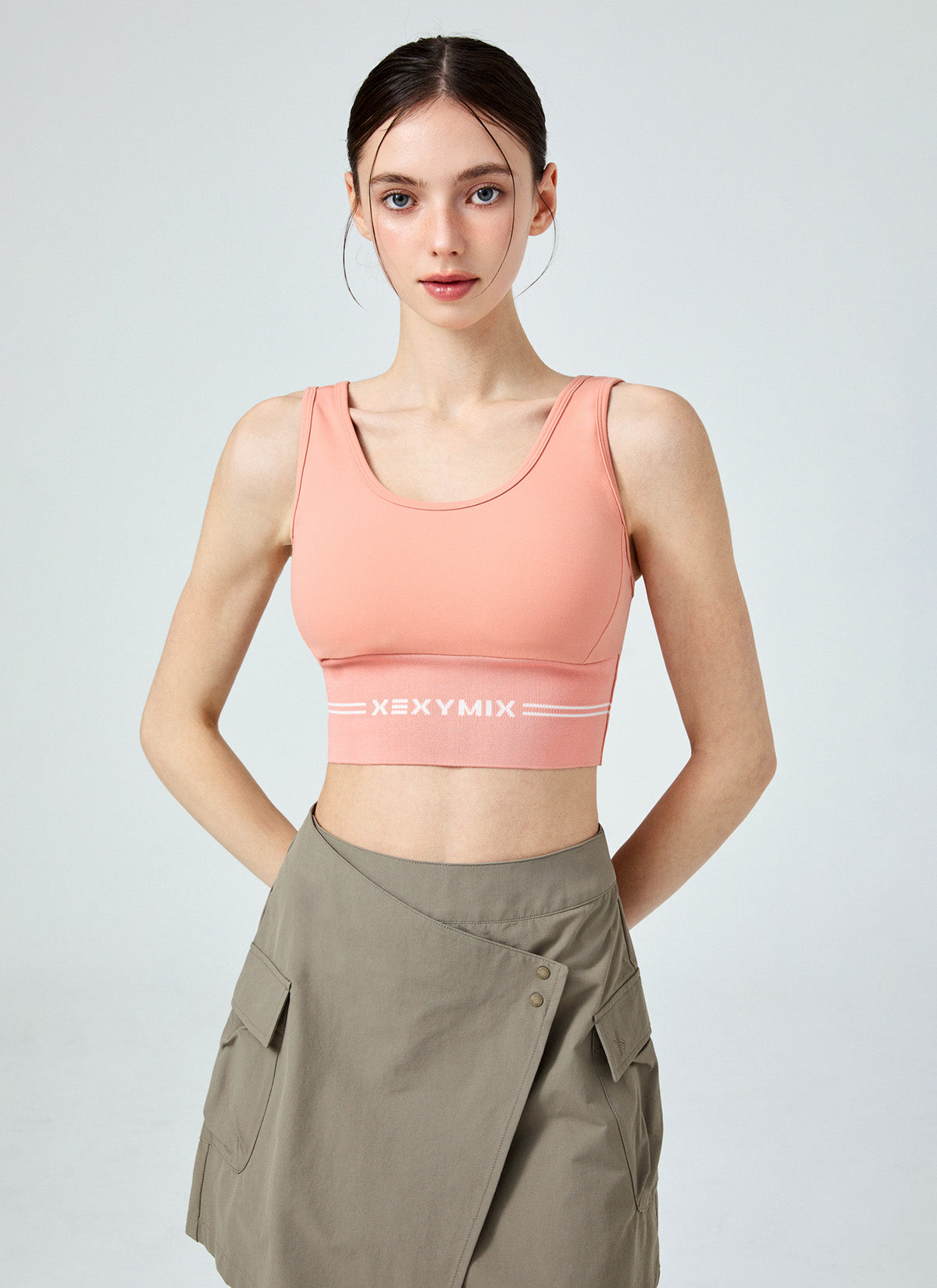 Black Label Power Rise Logo Banding Bra Top - High Support Sports Bra for Running, Yoga & Gym Workouts