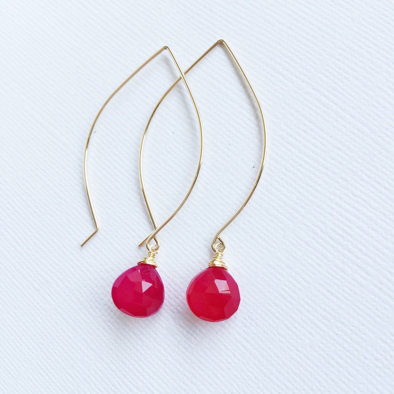 Kalena Ruby Chalcedony Earrings (E252) - Elegant Gemstone Jewelry for Women, Perfect for Parties, Weddings & Special Occasions