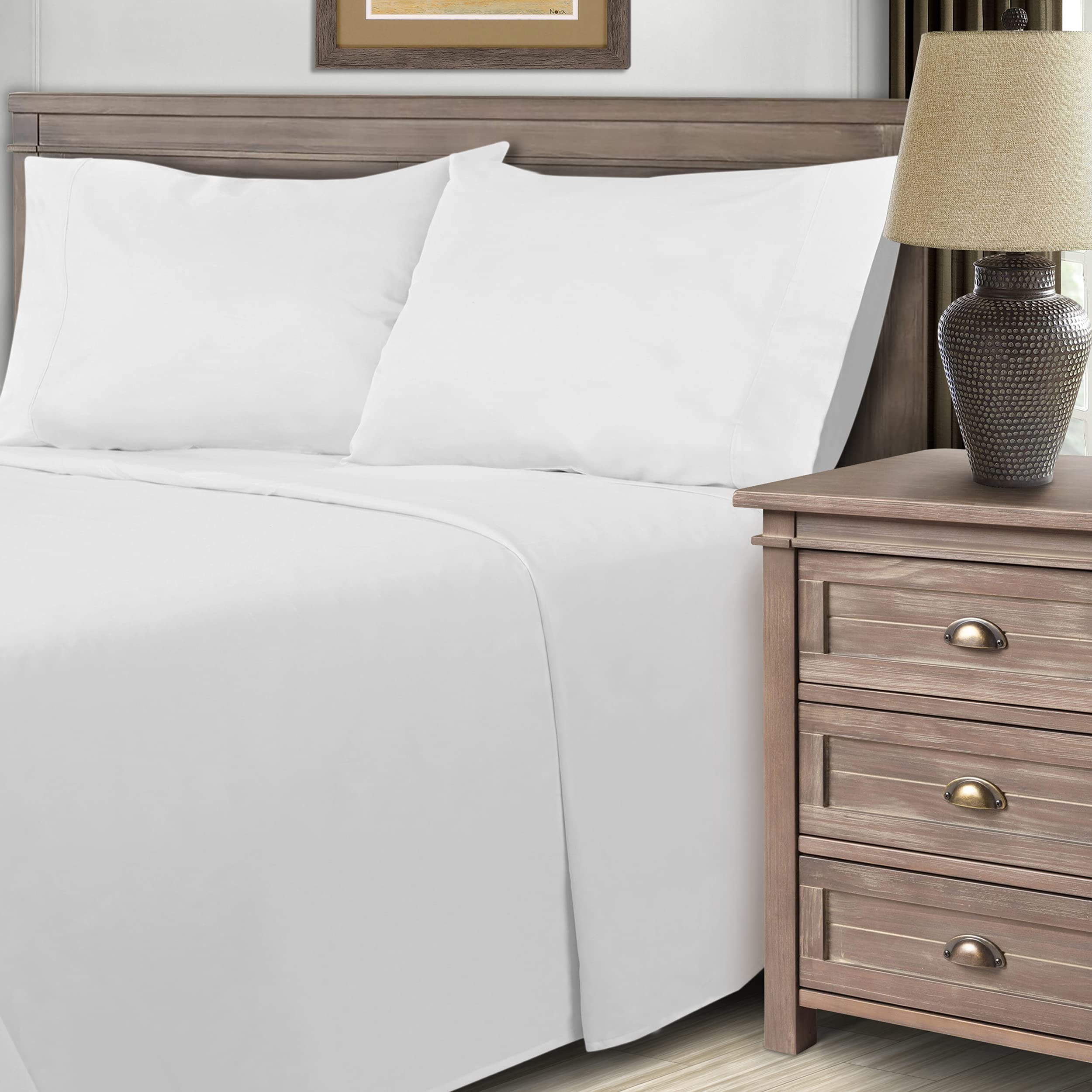 Premium 100% Cotton Deep Pocket Sheet Set - California King Size, White, 4-Piece Bedding Set - Soft & Breathable for Ultimate Comfort - Perfect for Master Bedrooms, Guest Rooms & Luxury Hotels