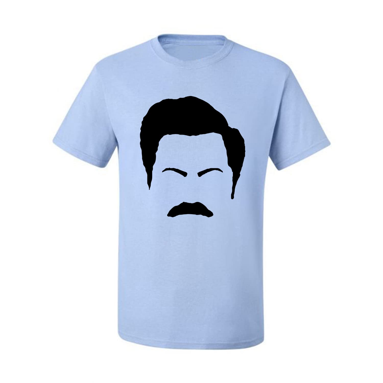 Ron Swanson Mustache Face Silhouette Graphic T-Shirt for Men - Parks and Recreation Pop Culture Fan Shirt - Perfect for TV Show Fans, Cosplay, and Casual Wear