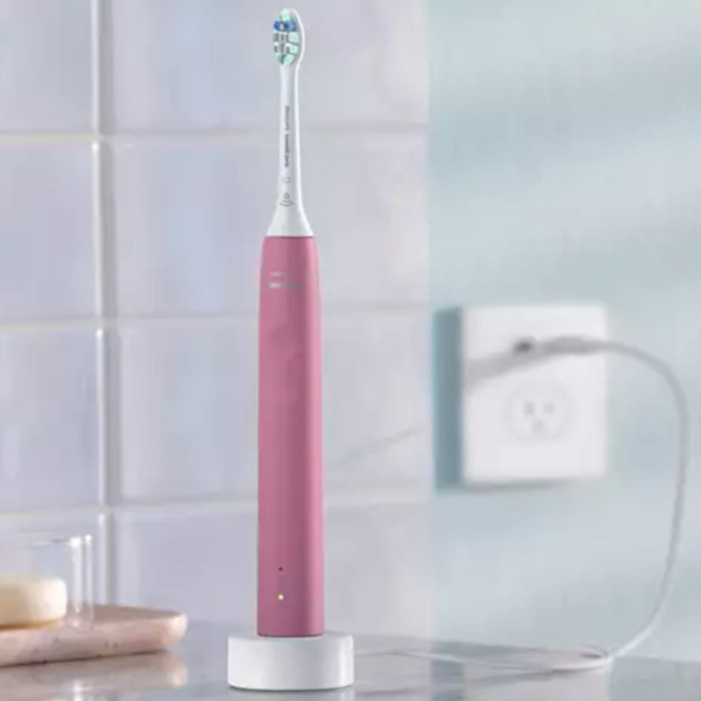 PHILIPS HX3681/26 4100 Series Sonic Electric Toothbrush with 2 Brush Heads - Rechargeable, Waterproof for Deep Cleaning - Perfect for Travel & Home Use