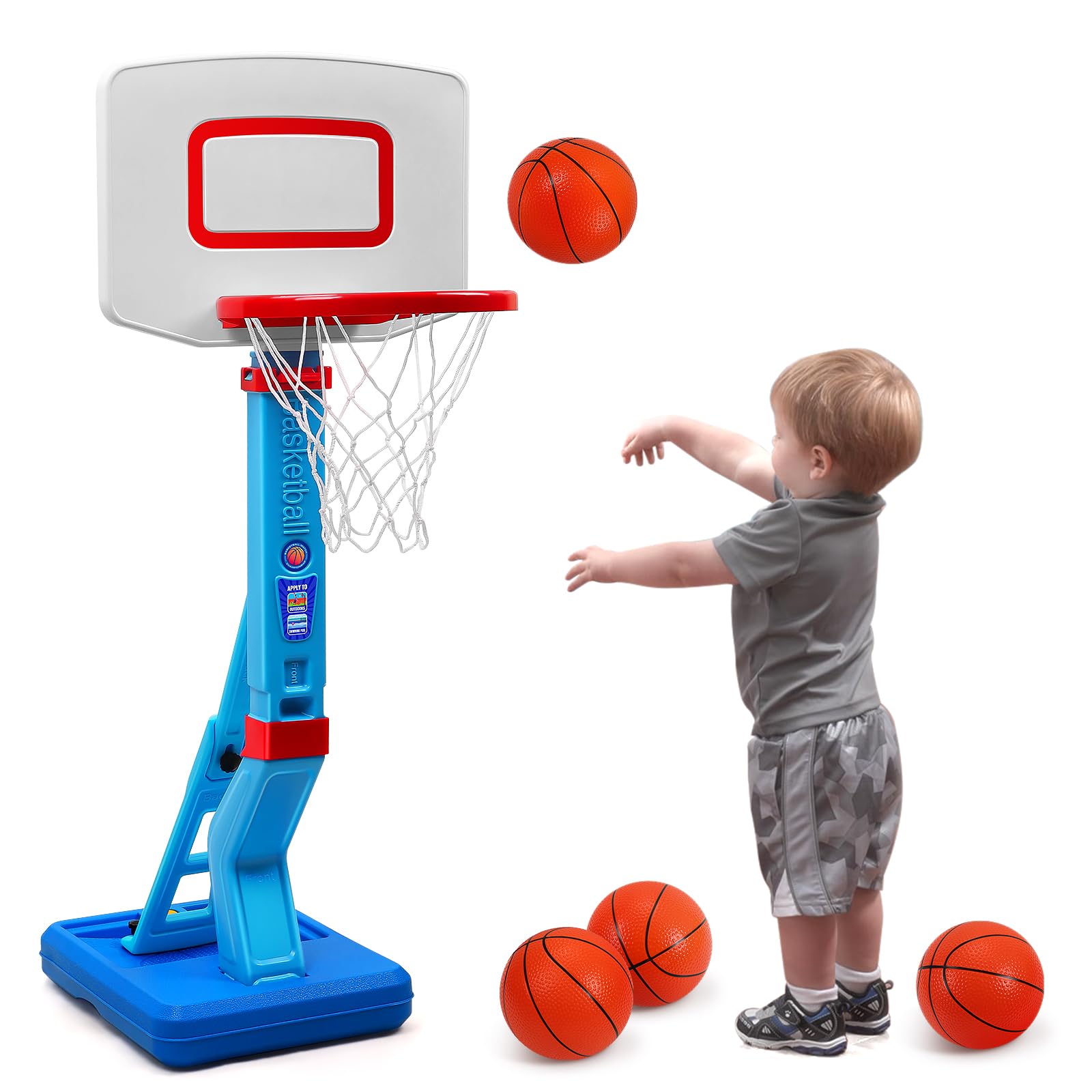Adjustable Kids Basketball Hoop - SUPER JOY Portable Indoor/Outdoor Basketball Goal for Toddlers & Children | Perfect for Backyard, Poolside & Playroom | Fun Sports Toy for Boys & Girls Ages 3-8
