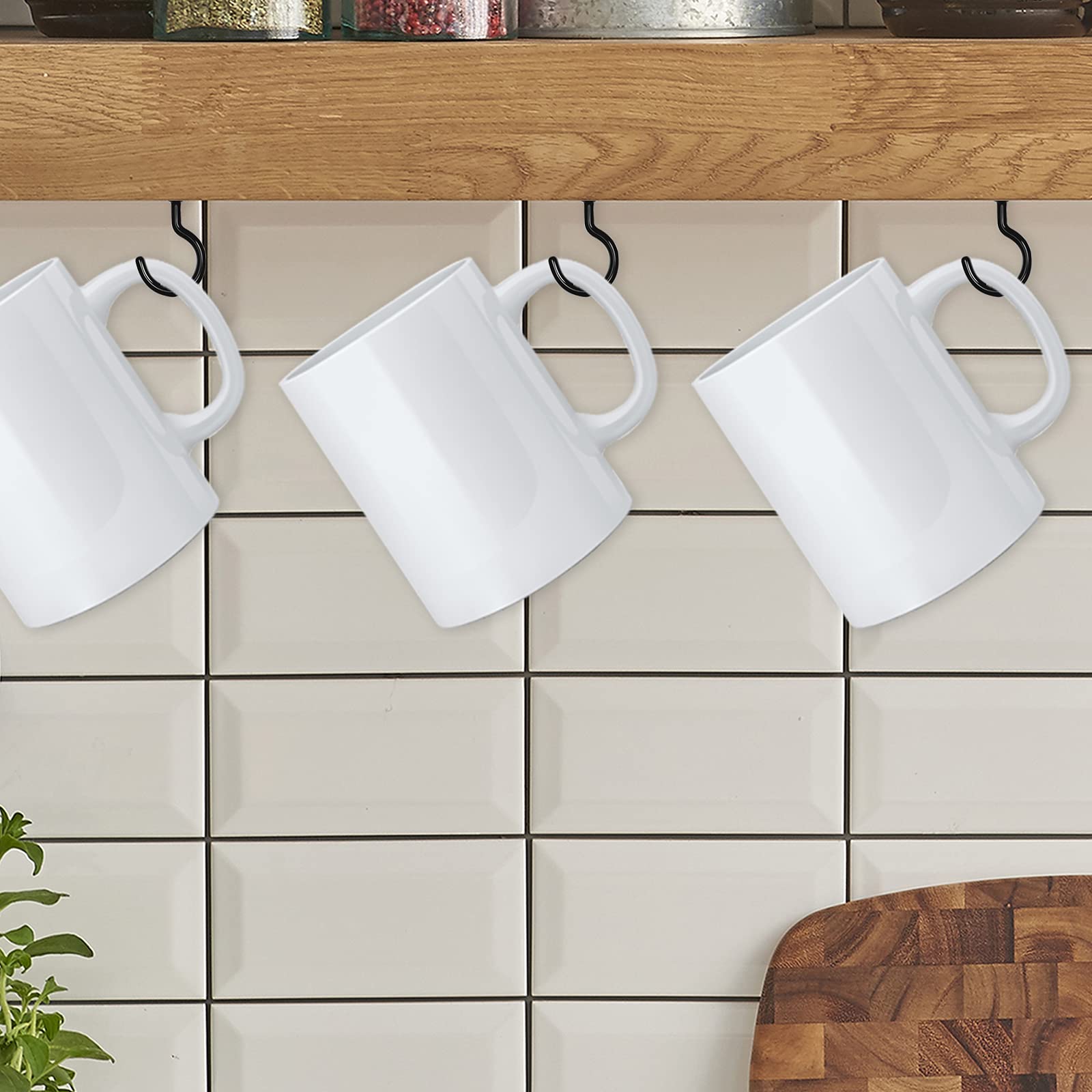 1-1/2 Inch Black Vinyl Coated Cup Screw Hooks - 45 Pack Heavy Duty Ceiling Hooks for Plants, Wind Chimes & Kitchen Storage - Indoor & Outdoor Hanging Solution for Home, Garden & Garage Organization