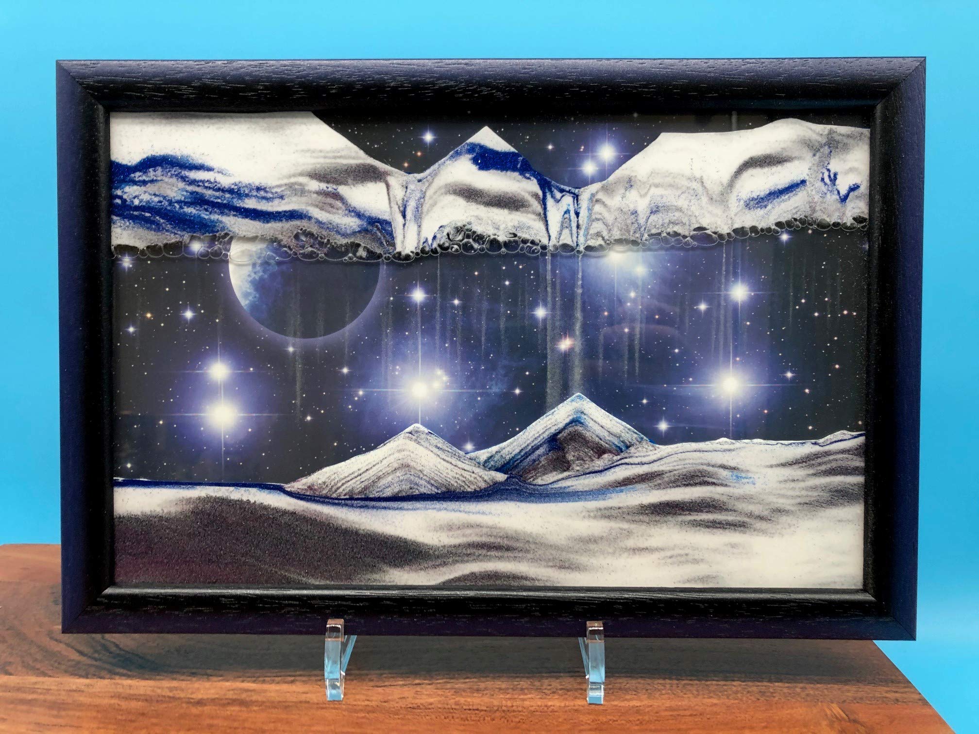 Sand Picture Art - Small Blue Planet Movie Themed Decoration for Home & Office Desk | Relaxing Kinetic Sand Art for Stress Relief & Meditation