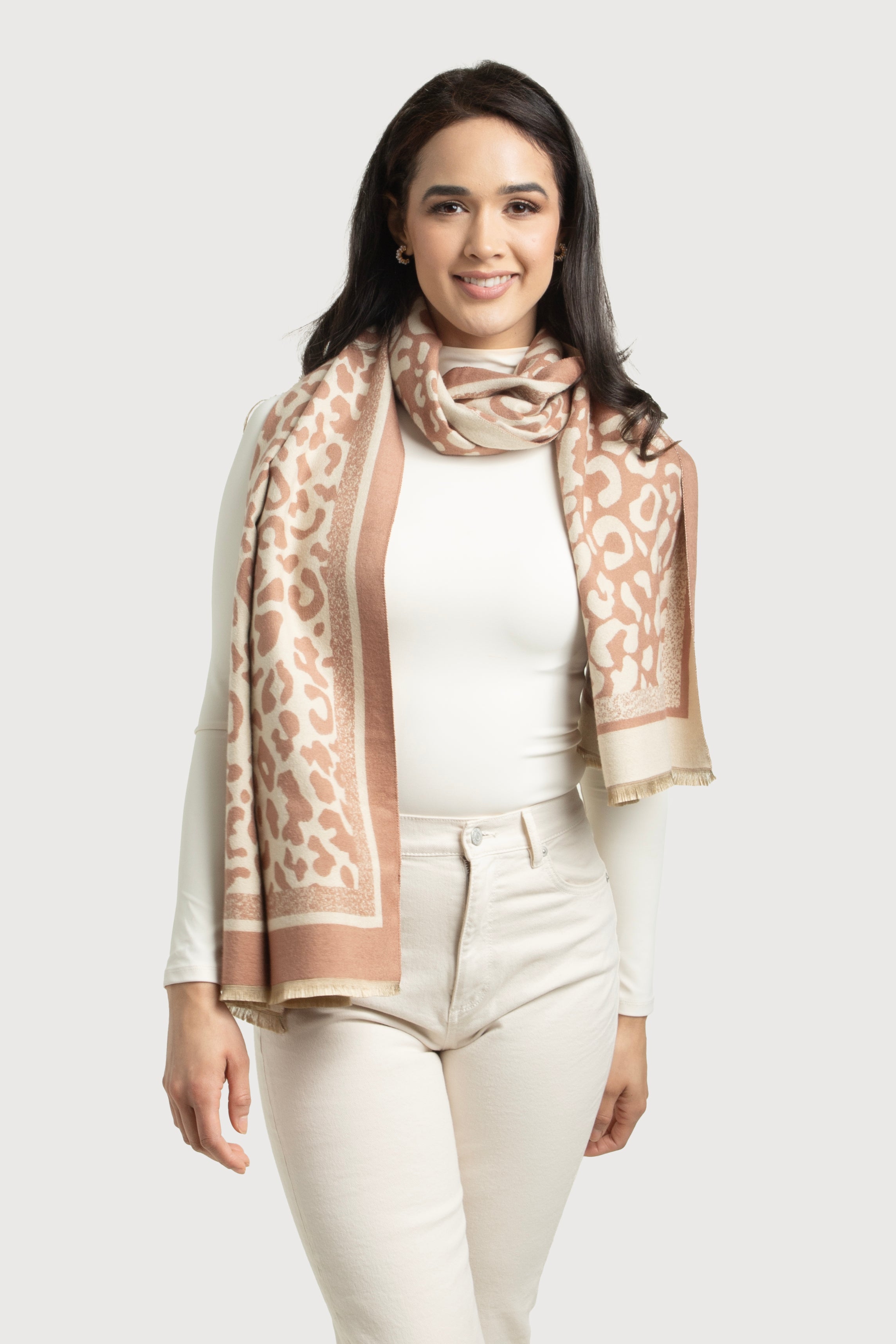 Two Tone Leopard Print Reversible Scarf - Soft Winter Fashion Accessory for Women - Perfect for Cold Weather, Outfits & Gift Giving