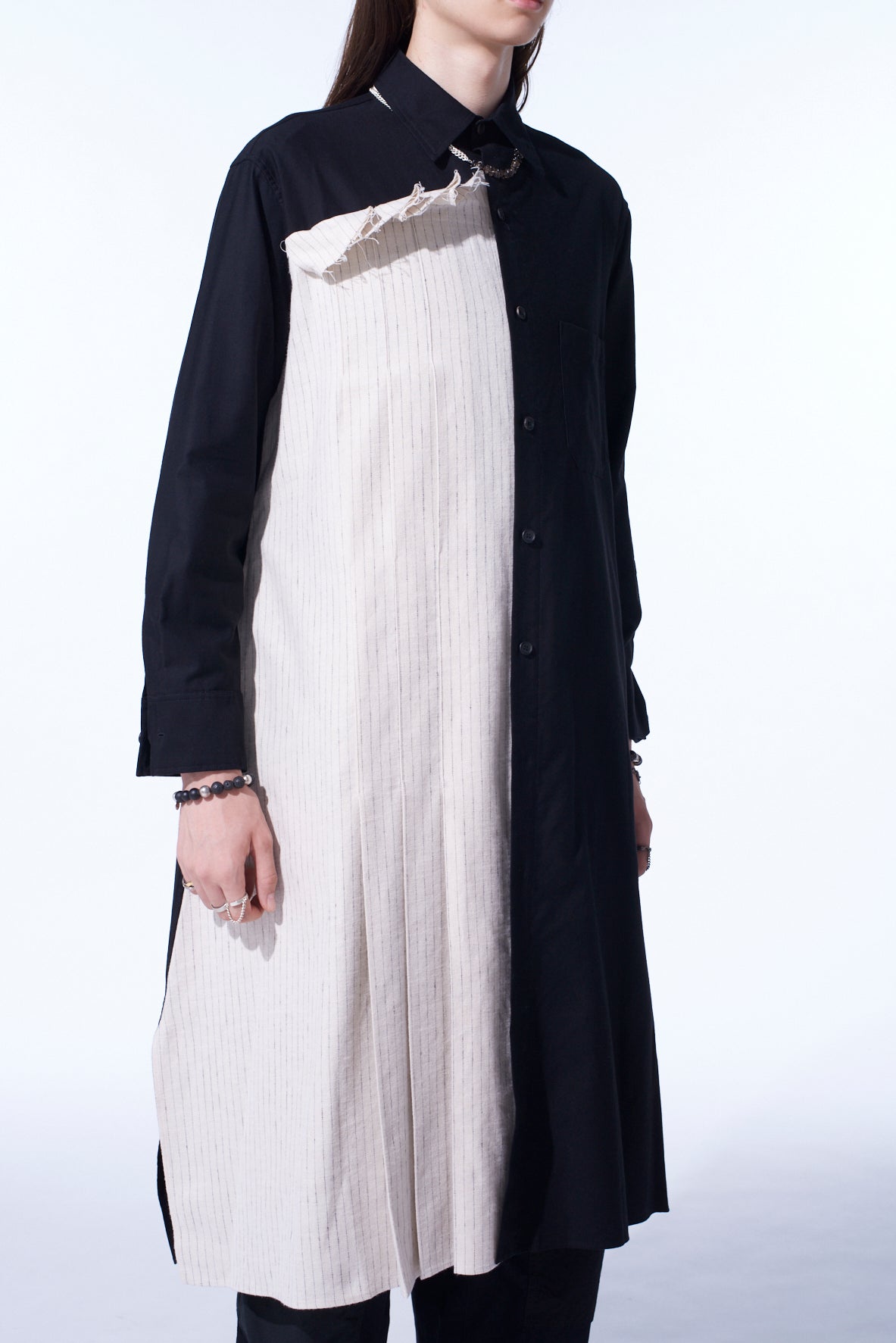 Stylish Cotton Twill Shirt Dress with Striped Pleated Fabric - Perfect for Casual Outings, Office Wear & Spring Fashion | Women's Comfortable & Trendy Dress