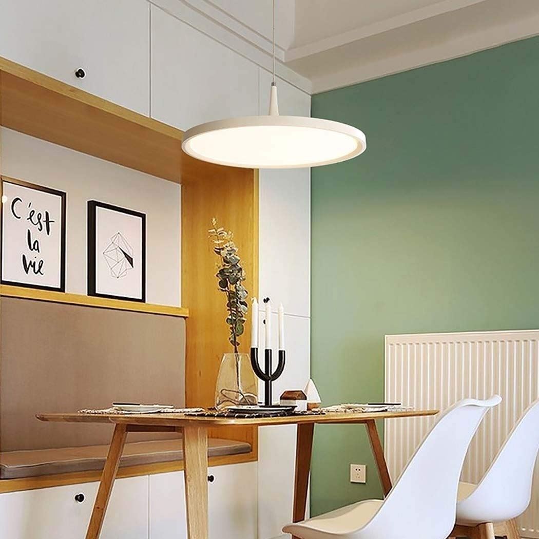 Modern LED Pendant Light Chandelier - Adjustable Round Ceiling Light with Acrylic Shade, 3-Color Temperature (White/Warm/Cool), Energy Class A+ for Bedroom, Living Room, Dining Room, Cafe, Bar & Office Lighting
