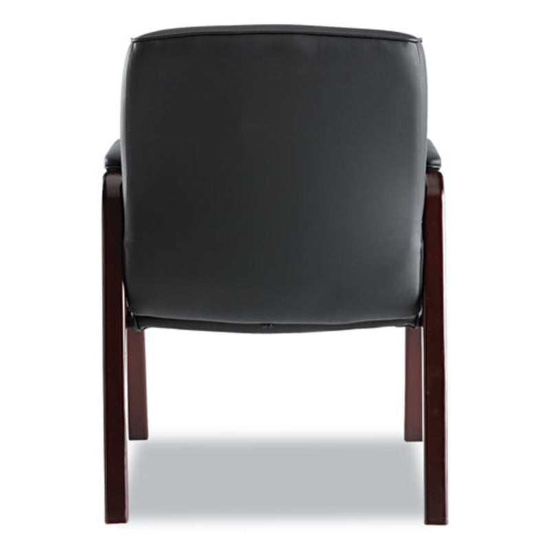 Madaris Guest Chair - Mahogany Wood with Black Leather Upholstery - Elegant Office & Conference Room Seating for Professionals