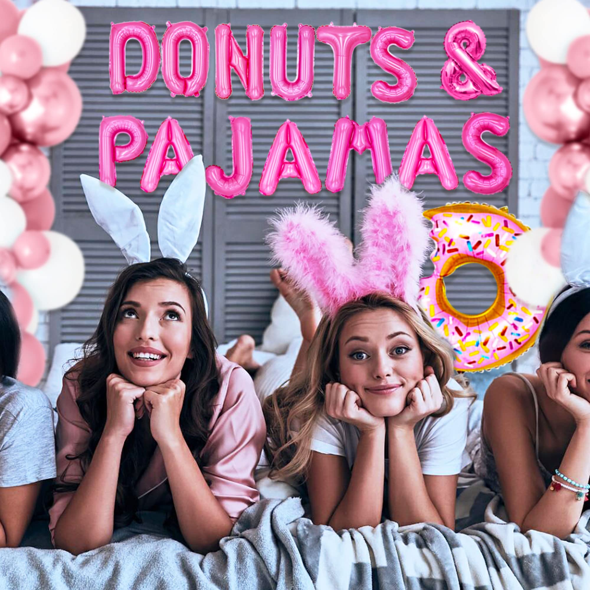 LaVenty Donut & Pajama Party Decorations - 24pcs Balloon Set for Slumber Parties, Girls Night, Birthday Celebrations - Perfect for Sleepovers, Themed Events and Photo Backdrops