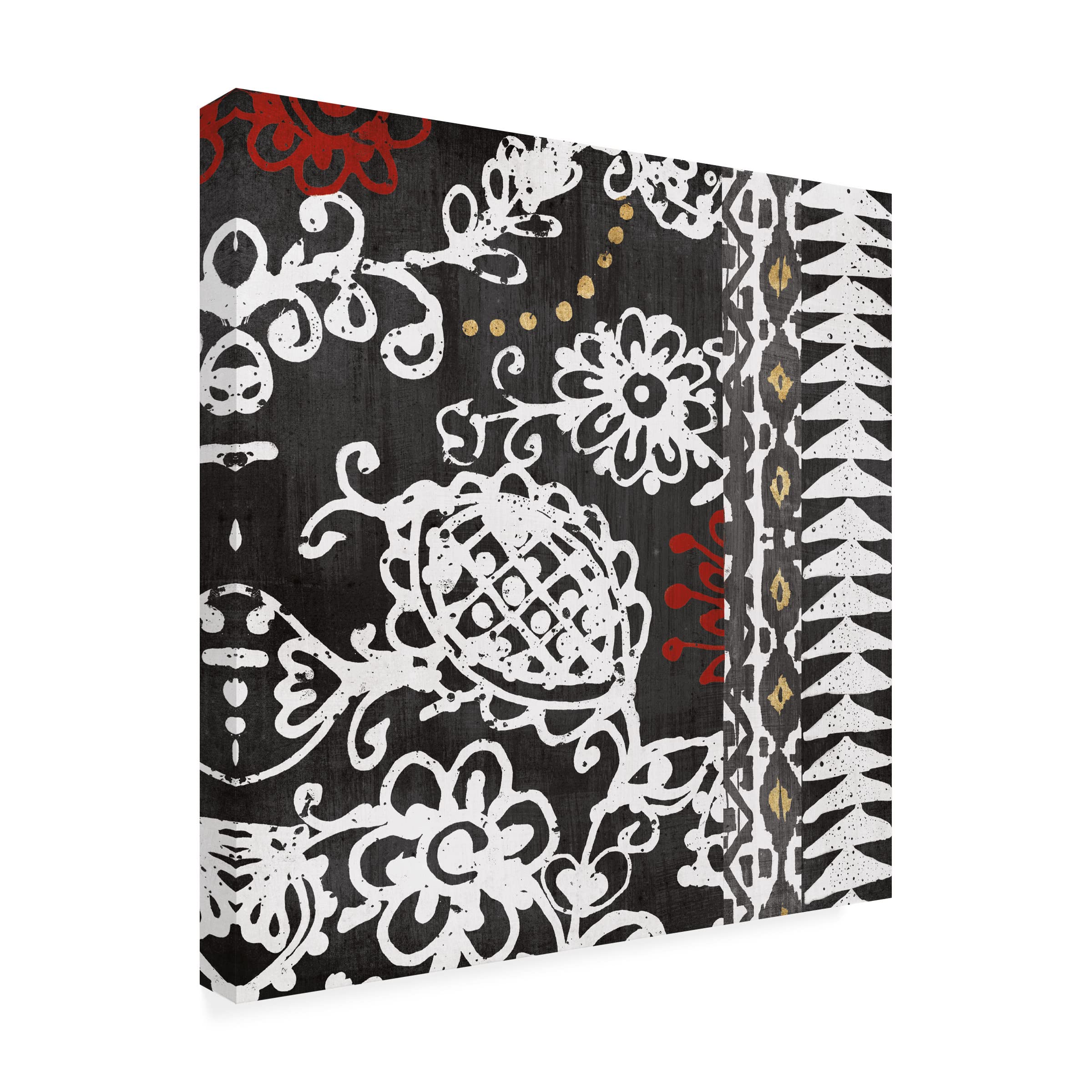 Trademark Fine Art 'Bali Tapestry II BW' Canvas Wall Art Print by Wild Apple Portfolio - Elegant Black & White Home Decor for Living Room, Bedroom & Office
