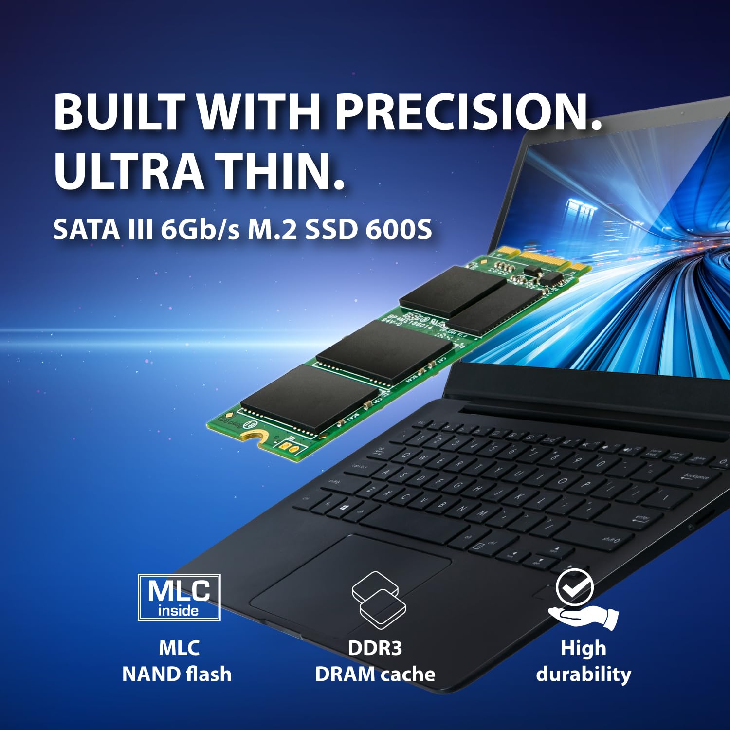 Transcend 256GB MTS600S M.2 2260 SATA III SSD - Internal Solid State Drive for Laptop & PC Desktop - MLC NAND Flash - TS256GMTS600S - Perfect for Gaming, Business Computing & System Upgrades
