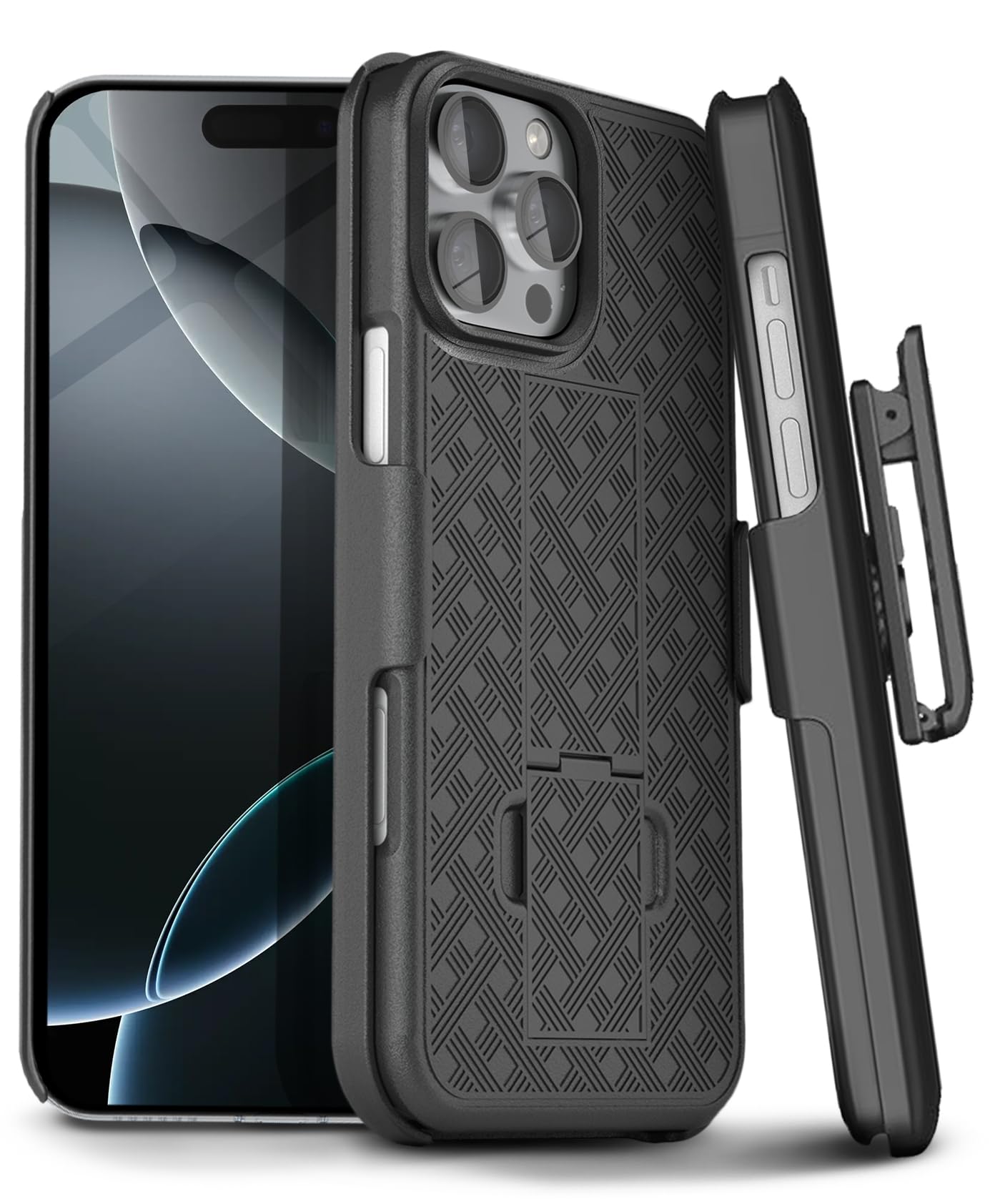 MOTIVE Rugged Holster Case for iPhone 16 Pro with Belt Clip & Kickstand | Shockproof Protective Cover | Slim Shell Holster Combo | Ranger Series | Perfect for Outdoor Adventures, Construction Work & Active Lifestyles
