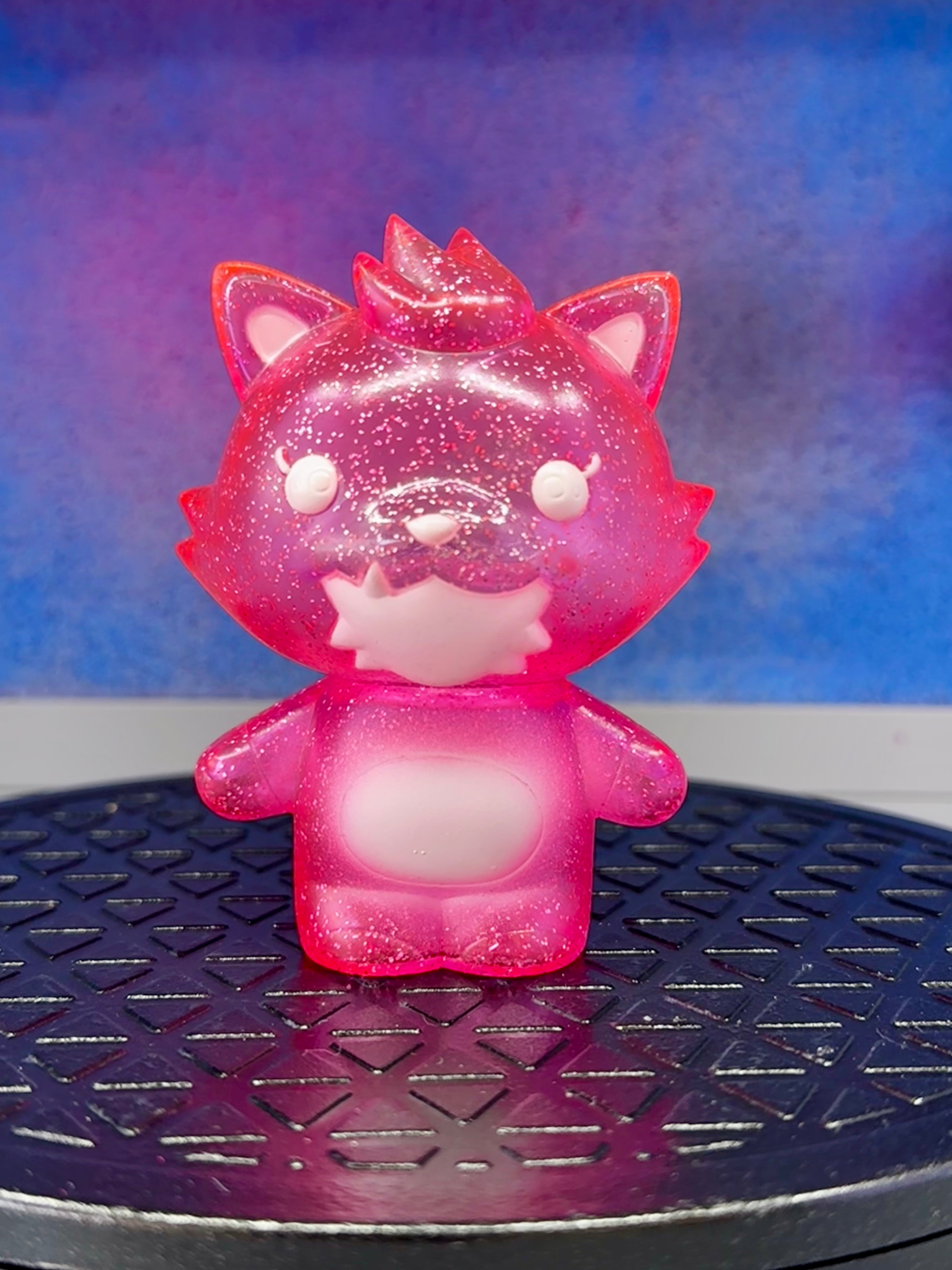 Grandpa Sofubi Pink Glitter Vinyl Figure - Kawaii Japanese Collectible Toy for Anime Fans | Perfect for Shelf Displays, Gift Giving & Pop Culture Collections