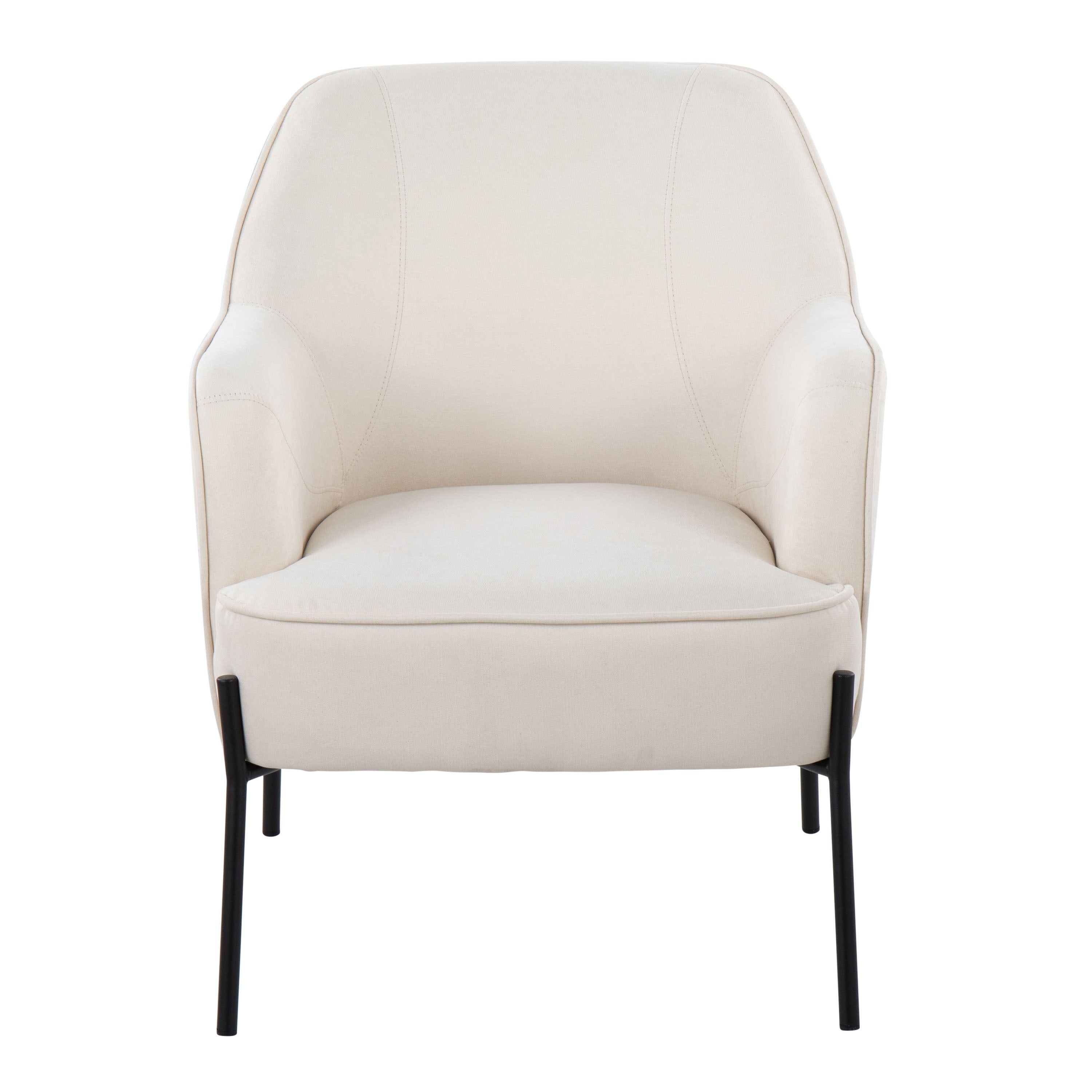 LumiSource Daniella Contemporary Accent Chair - Black Metal Frame with Cream Fabric Upholstery | Modern Living Room, Bedroom, or Office Seating Furniture
