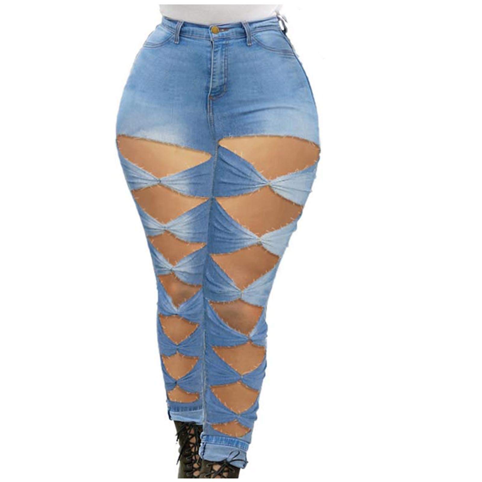 Stylish High Waist Distressed Skinny Jeans for Women - Ripped Boyfriend Jeans with Pockets & Button Closure | Perfect for Casual Outfits, Streetwear & Everyday Wear