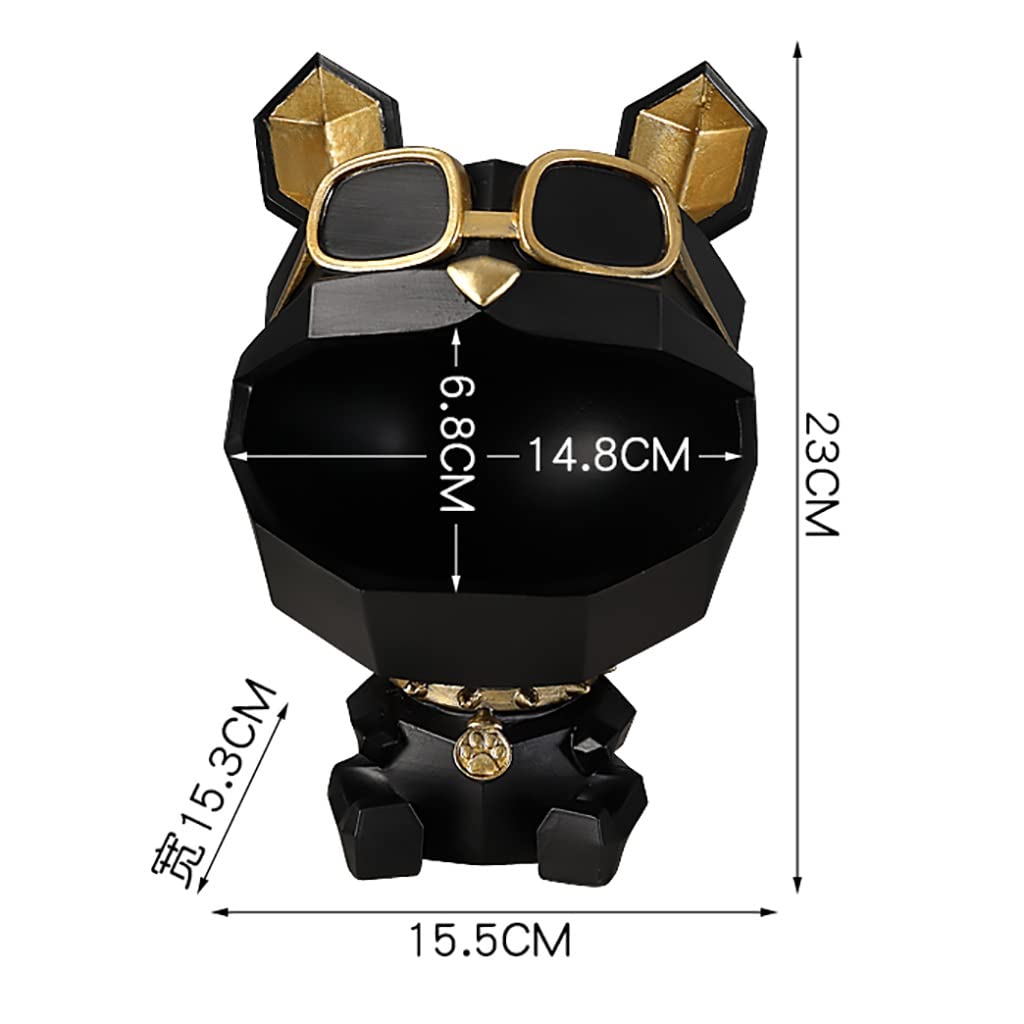 Big Mouth Bulldog Key Bowl - Resin Dog Figurine Storage Holder for Entryway Table, Decorative Tray for Keys, Jewelry & Candy - Multifunctional Home Decor (Black) - Perfect for Entryway Organization & Gift Giving