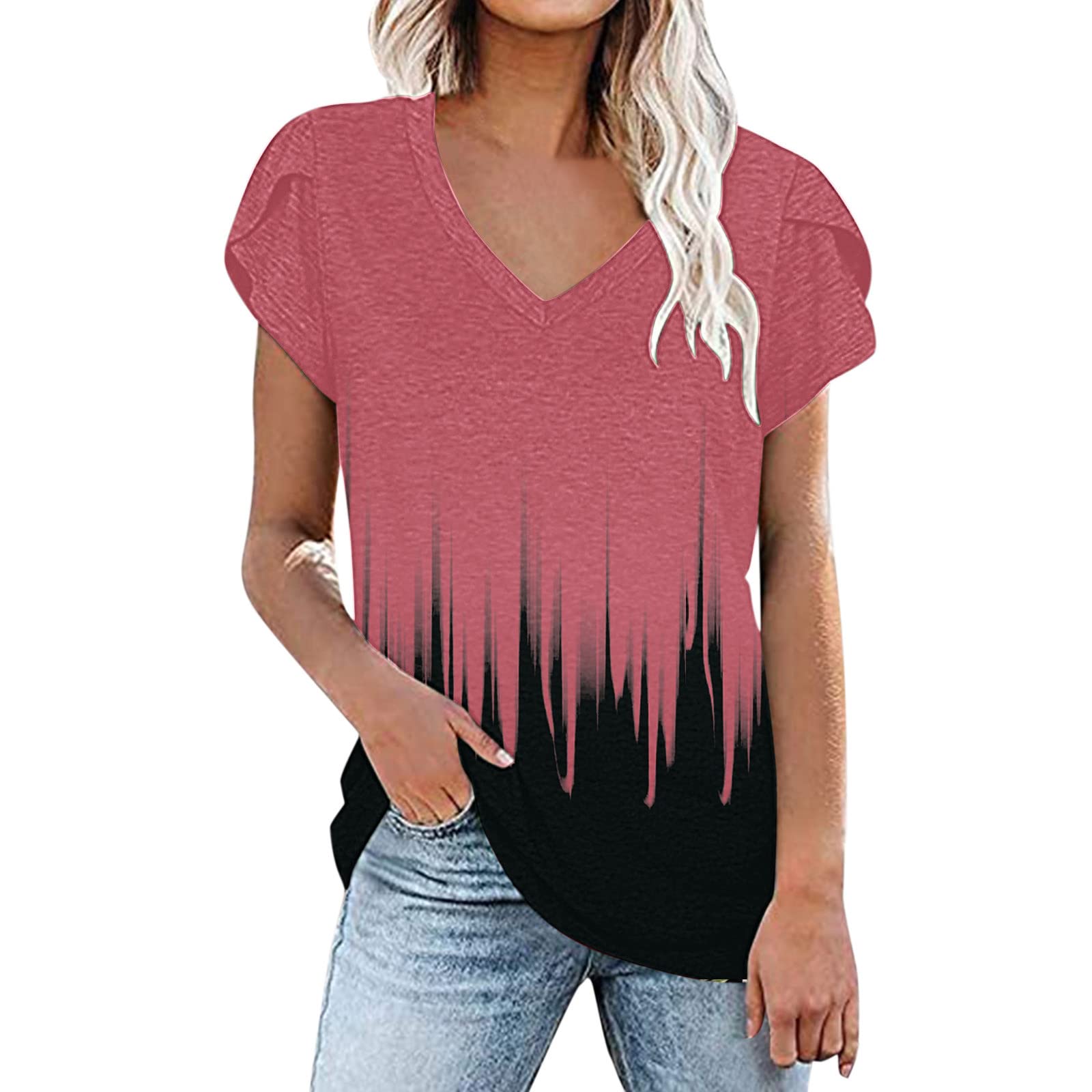Women's Puff Short Sleeve T-Shirt - V-Neck Summer Blouse for Casual & Dressy Outfits | Trendy Cute Tops for Women | Perfect for Beach, Office & Date Night