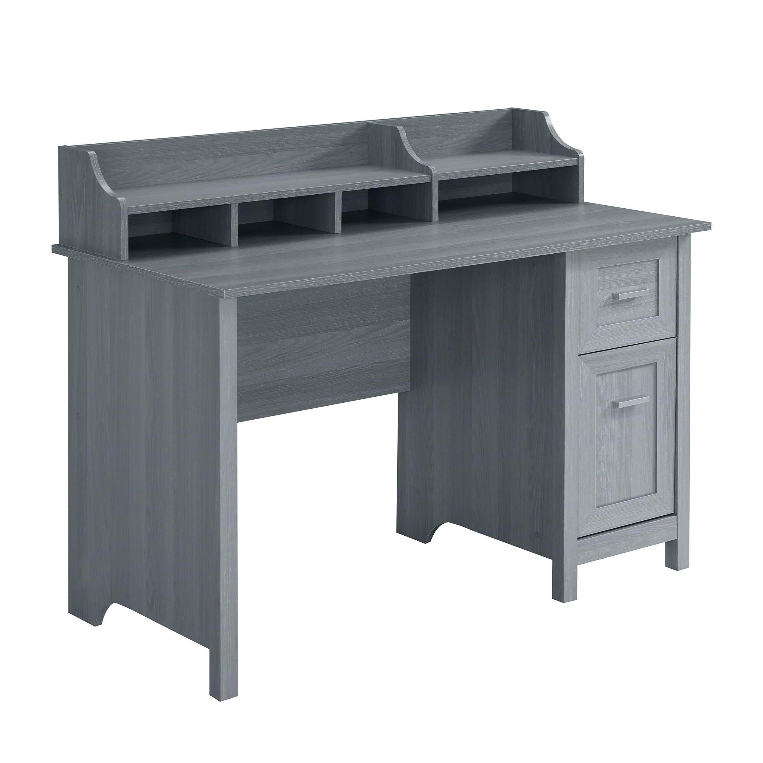 Techni Mobili Classic Office Storage Writing Desk - Grey, Modern Computer Desk with Drawers for Home Office, Study & Workspace Organization