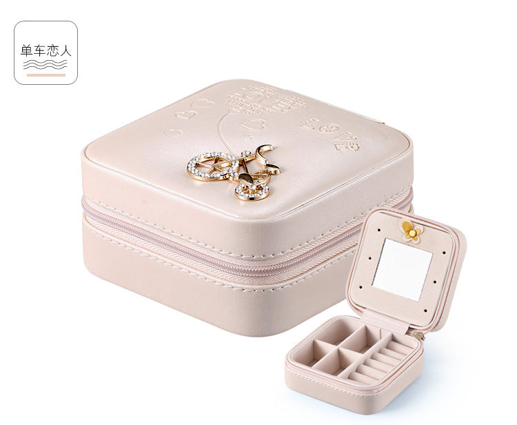 Women's Jewelry Organizer Box - PU Leather Travel Makeup Case with Mirror & Zipper - Perfect for Travel, Home Storage & Gift Giving