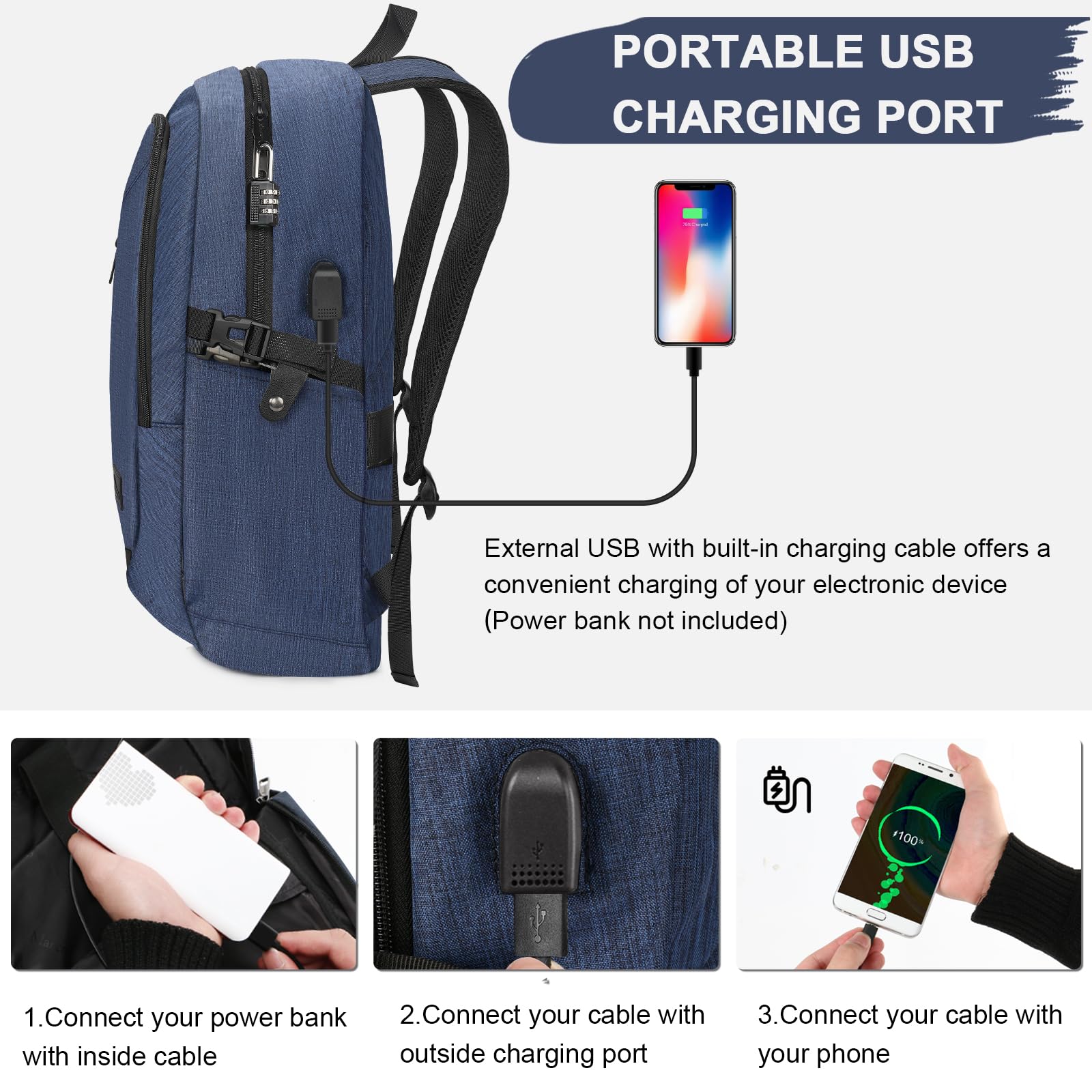 Mancro Slim Anti-Theft Laptop Backpack for Business & Travel - Water Resistant USB Charging Backpack Fits 15.6 Inch Laptop & Tablet - Perfect for Commuting, Work, School & Airplane Carry-On