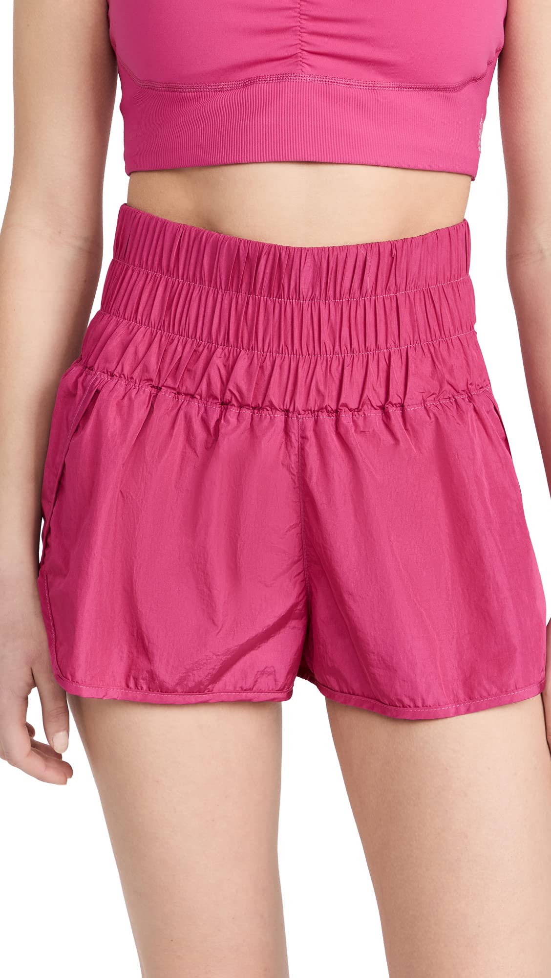 FP Movement by Free People Women's The Way Home High-Waisted Yoga Shorts - Breathable, Stretchy & Comfortable for Workouts, Running & Lounge Wear (Passion Fruit Pink, Size L)