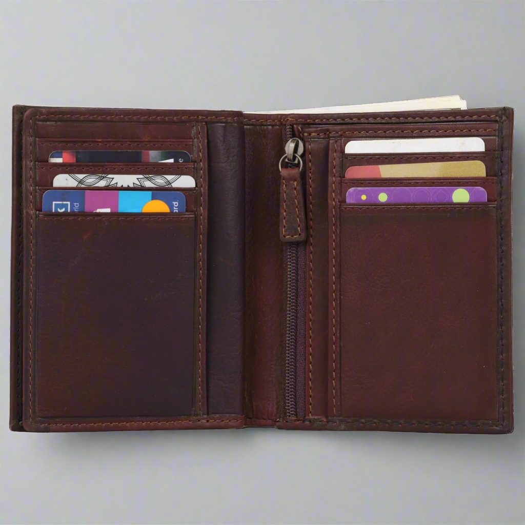 MET Men's Center Wing RFID Blocking Leather Wallet - Slim Bifold Design for Credit Cards & Cash - Perfect for Travel, Business & Everyday Use