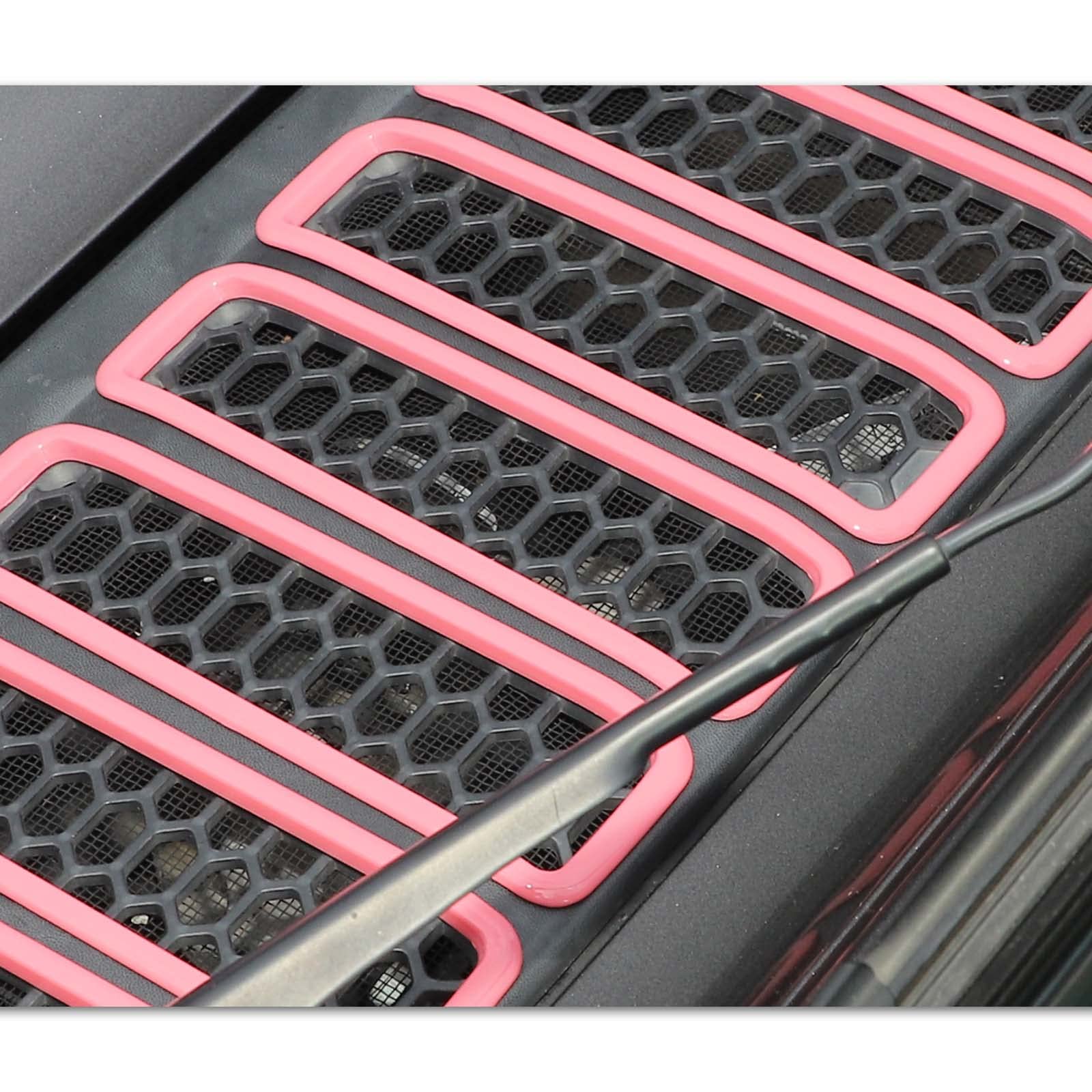 2018-2025 Jeep Wrangler JL JLU & Gladiator JT Hood Vent Cover - Durable Cowl Panel Vent Trim - Exterior Accessories (Pink) - Perfect for Off-Roading & Custom Jeep Modifications