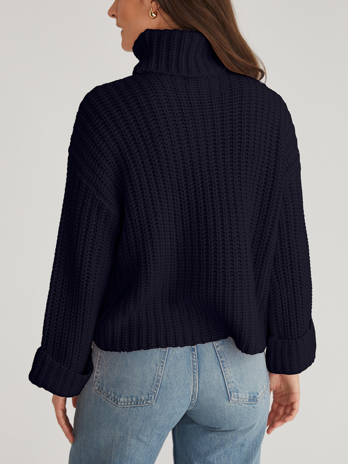 Vida Women's Turtleneck Shaker Pullover Sweater - Cozy Winter Knit Top for Work, Date Night & Casual Outfits