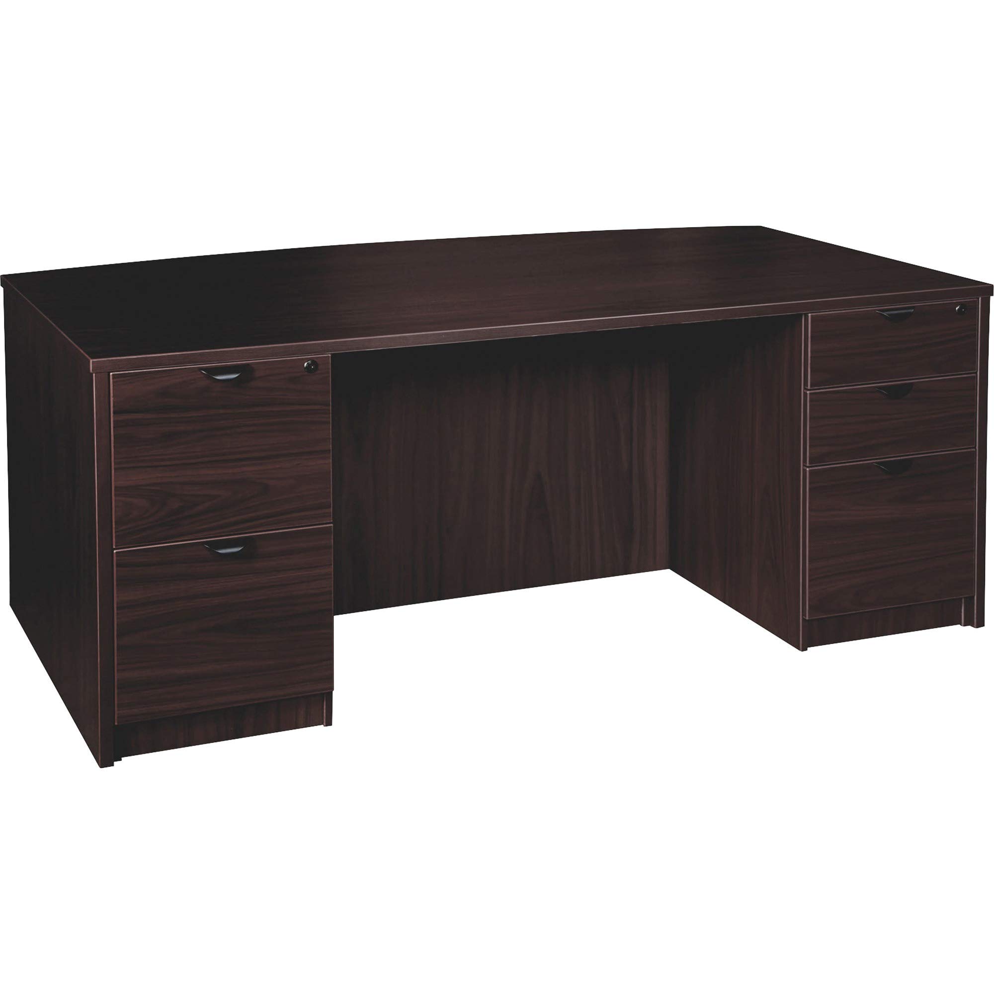 Lorell Prominence 2.0 Espresso Laminate Double-Pedestal Office Desk - Modern Executive Workstation for Home & Business Use