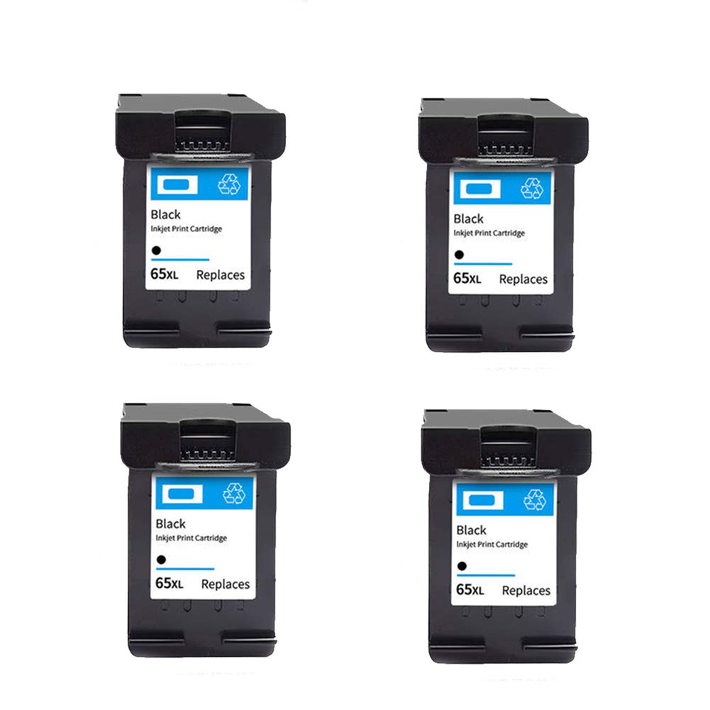 SSBY Compatible HP 65 & 65XL Ink Cartridges - High Yield Replacement for HP AMP 100/120/125/130, Deskjet 2620-2625 & Envy 5020/5030 Printers - 4 Black Ink Pack - Perfect for Home Office Printing & School Projects