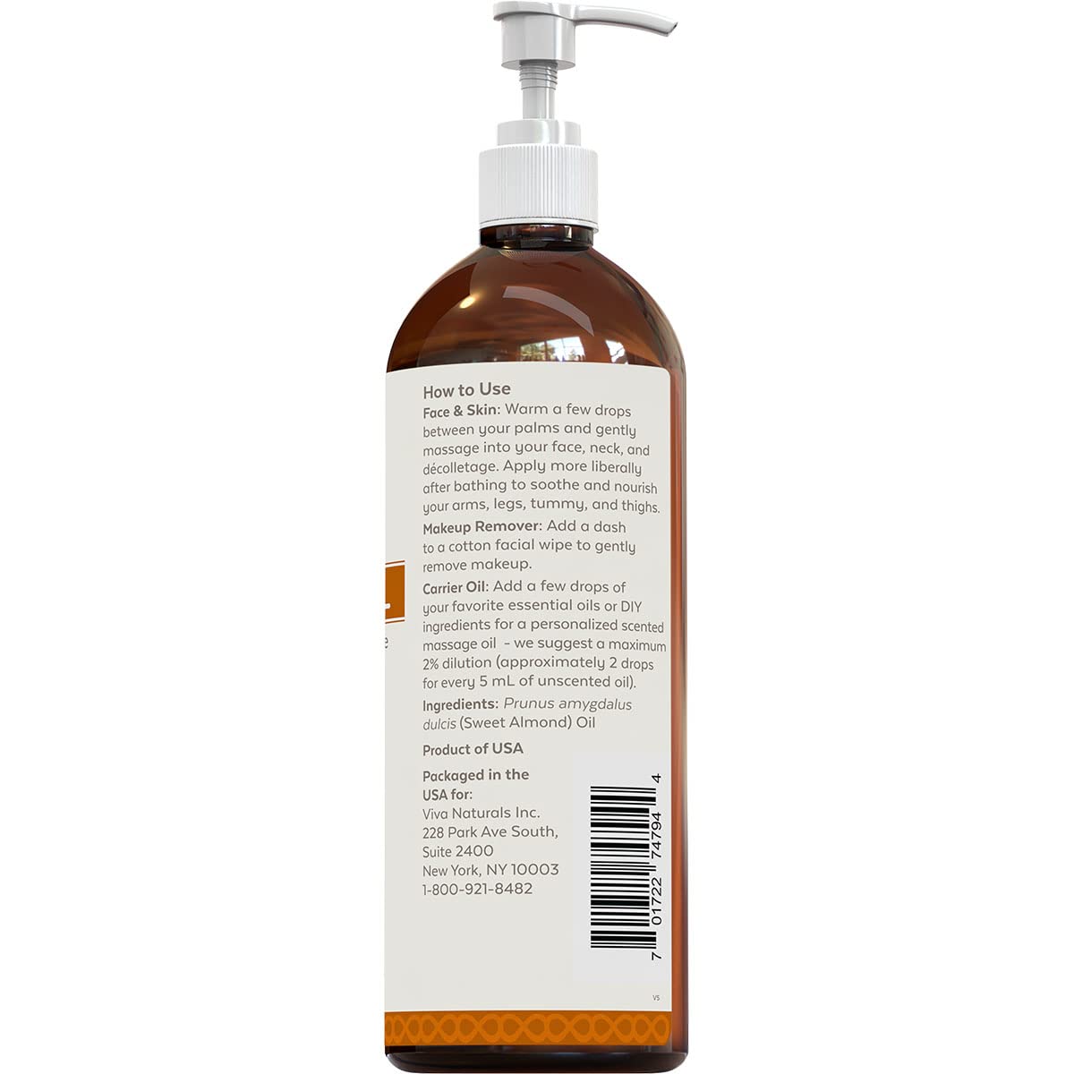 Organic Sweet Almond Oil 16 oz (Pack of 2) - Pure Cold Pressed for Skin & Hair Care - Natural Moisturizer for Face, Body & Scalp - Unscented Massage Oil for Relaxation & Aromatherapy - Perfect for DIY Beauty Recipes & Spa Treatments
