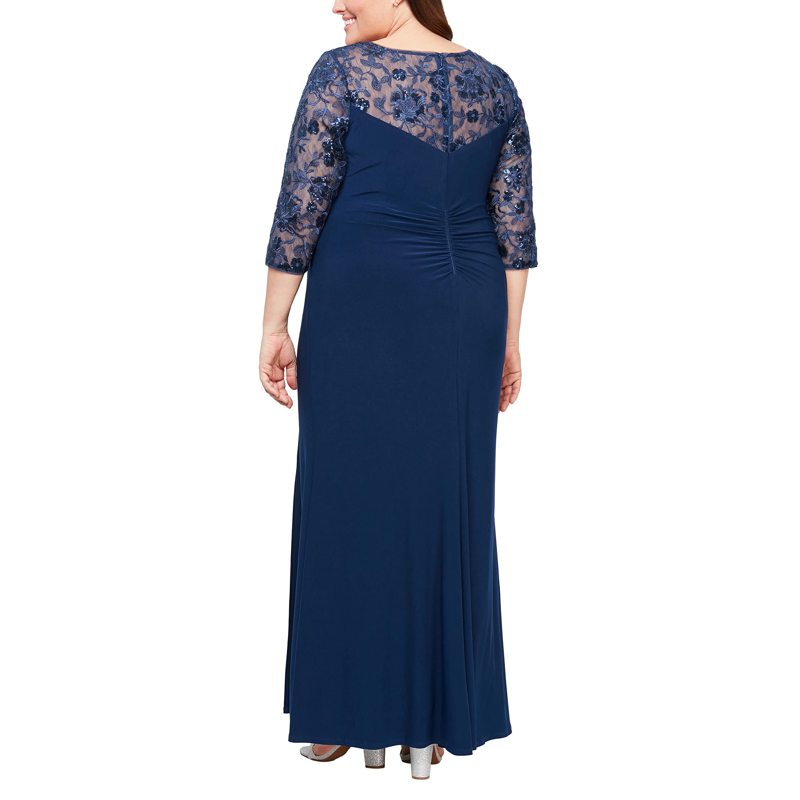 Alex Evenings Women's Plus Size Long Sleeve Sweetheart Neckline Dress - Elegant Formal Gown for Weddings, Parties & Special Occasions