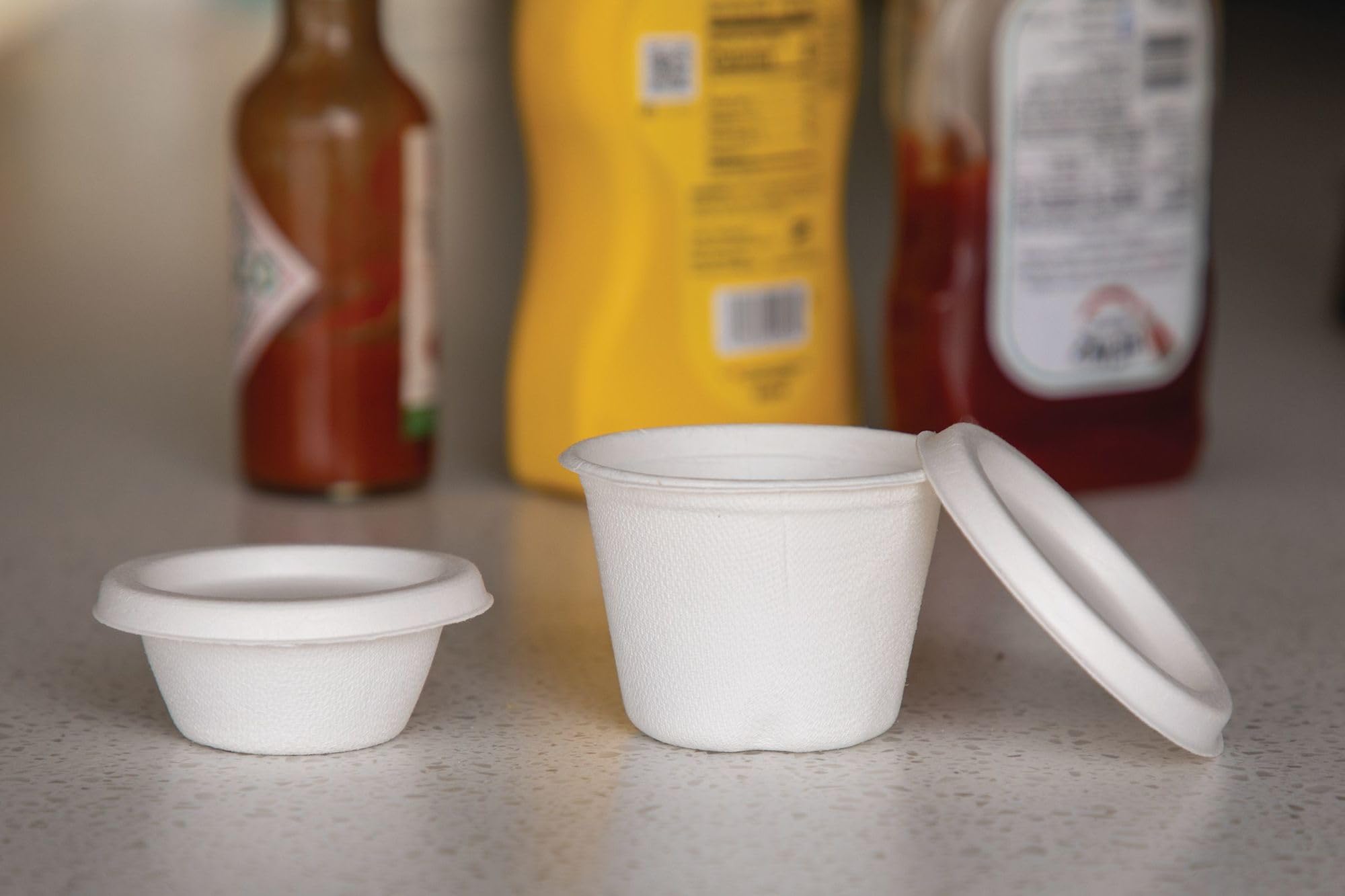 Eco-Friendly EP-SPCLID4 Lids for 4oz Sugarcane Portion Cups - 36 Packs of 50 - Perfect for Restaurants, Cafes & Takeout Food Containers