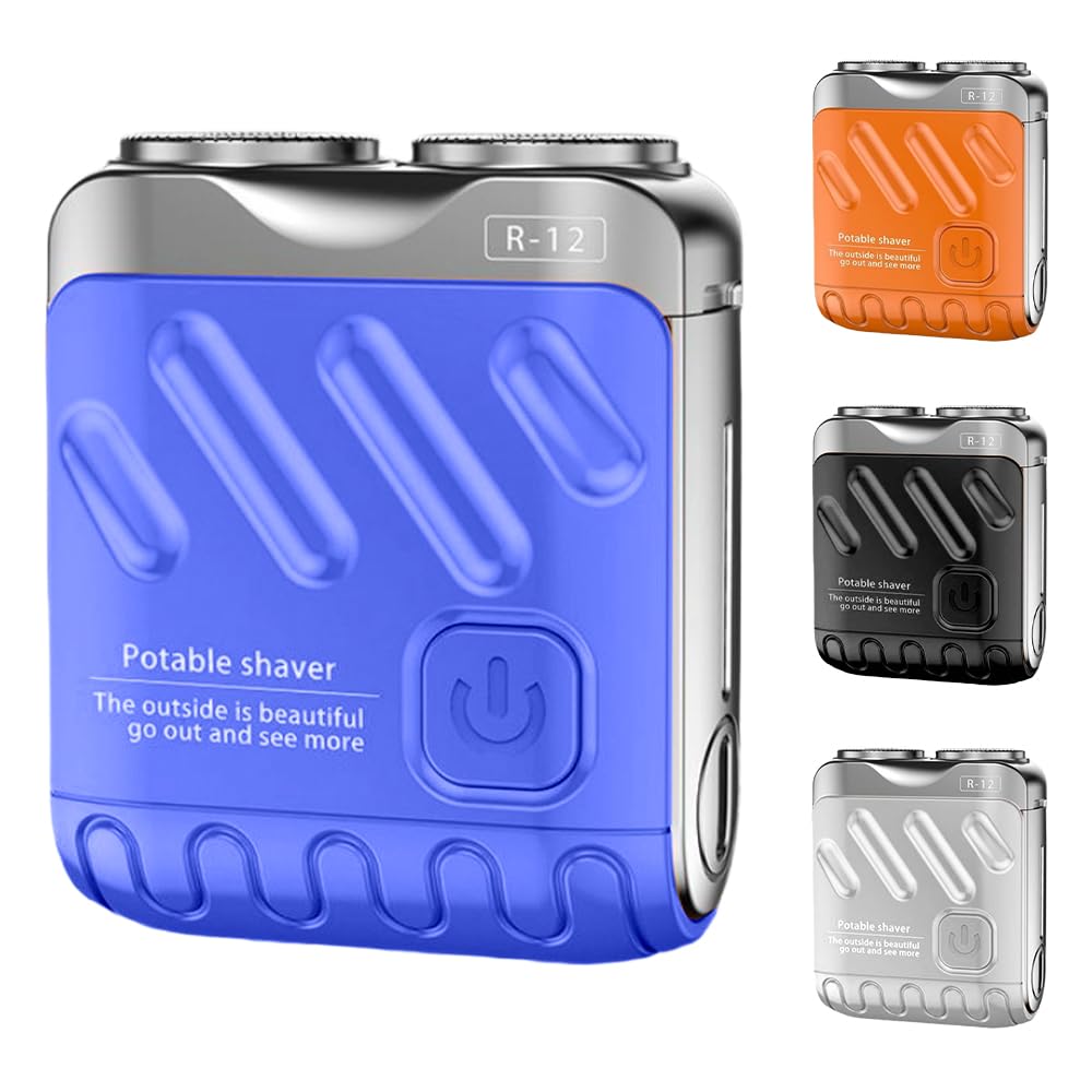 Upgrade Mini Portable Electric Shaver for Men - Travel Beard Trimmer with Suitcase Design, Rechargeable Cordless Shaver for Smooth Shaving at Home & Travel (Blue) | Perfect for Business Trips, Camping & Daily Grooming