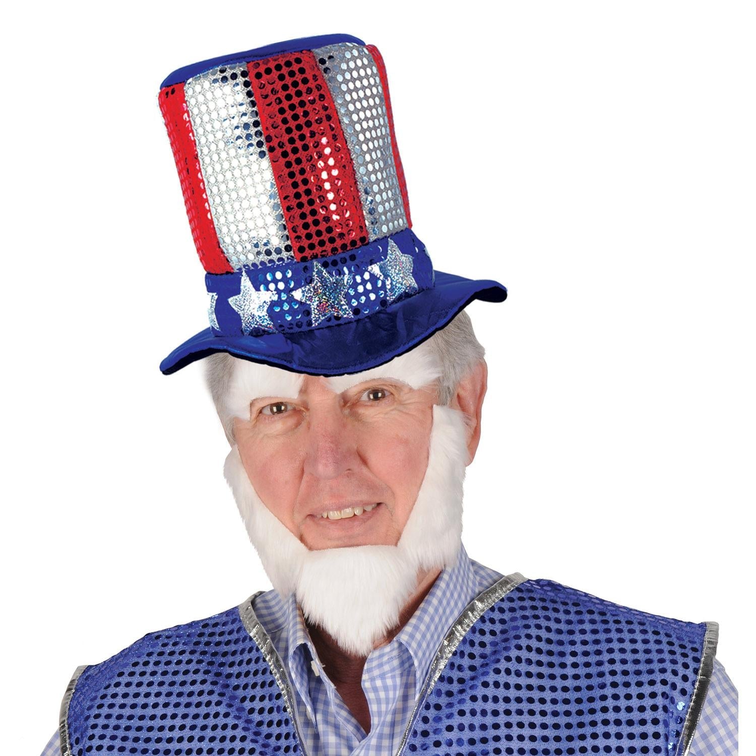 12 Pack Beistle Glitz 'N Gleam Uncle Sam Top Hats - Patriotic Party Decorations for 4th of July, Independence Day & American Themed Events