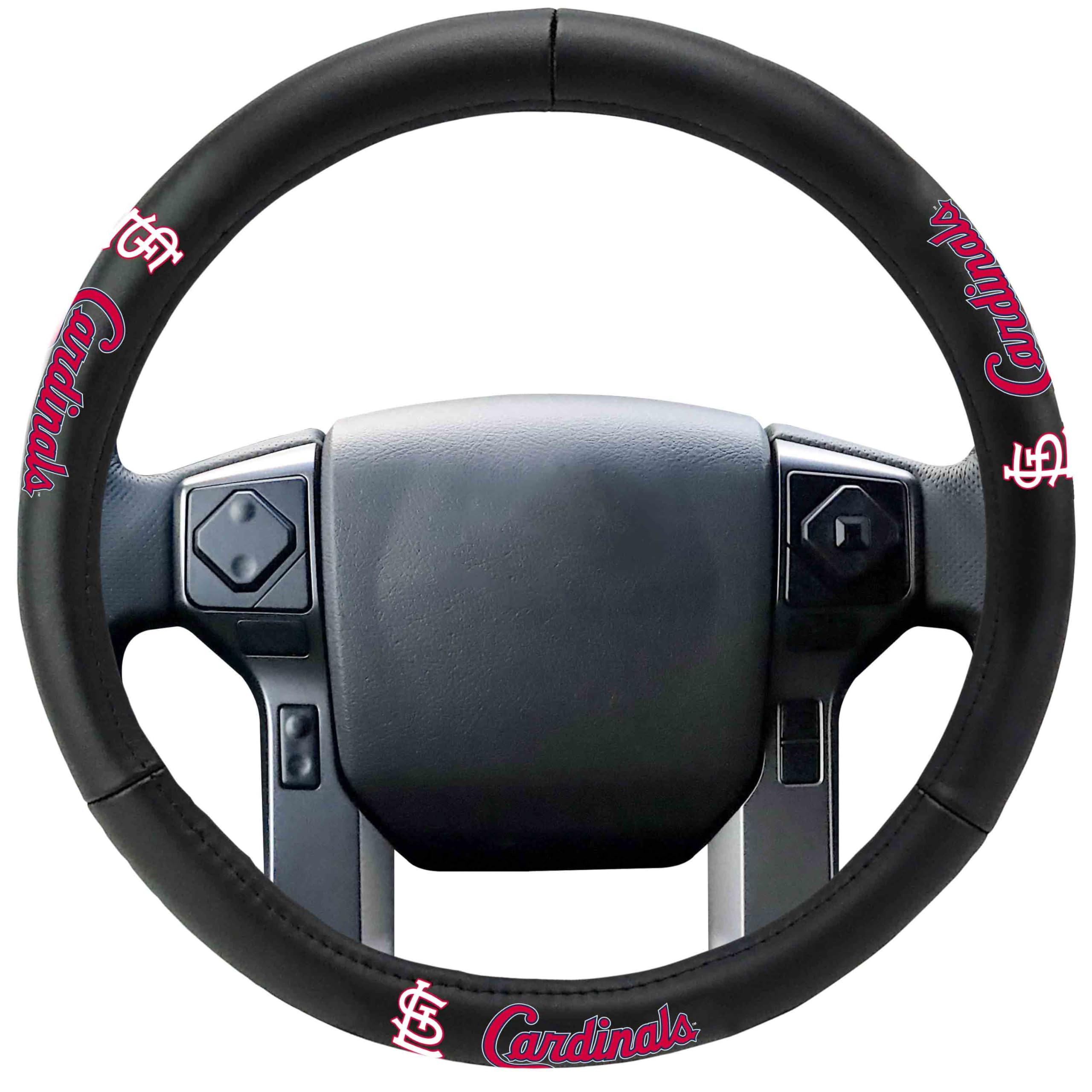 Genuine Leather MLB Steering Wheel Cover - St. Louis Cardinals STL Logo for Cars & Trucks