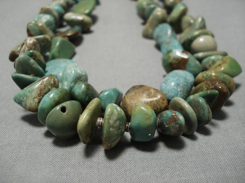185g Chunky Dunky Vintage Native American Navajo Royston Turquoise Sterling Silver Necklace - Perfect for Boho Fashion, Western Style & Spiritual Jewelry Gifts