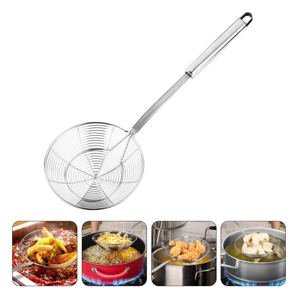 Premium Stainless Steel Spider Strainer Skimmer Ladle - 5.4 Inch Kitchen Tool for Deep Frying, Pasta, Noodles & Hot Pot | Durable & Easy to Clean