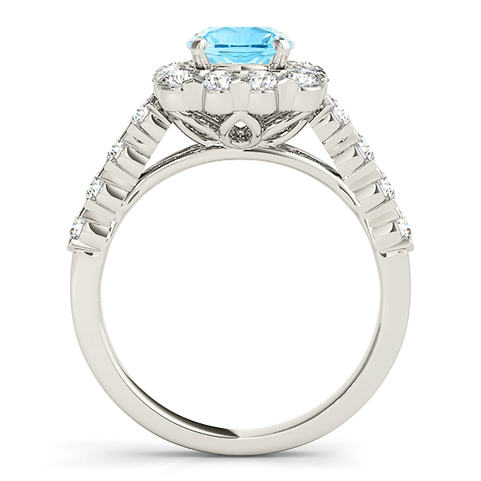 2.00 Carat Genuine Aquamarine Ring with Cushion Halo - Elegant March Birthstone Jewelry for Women, Perfect for Engagement, Anniversary & Special Occasions