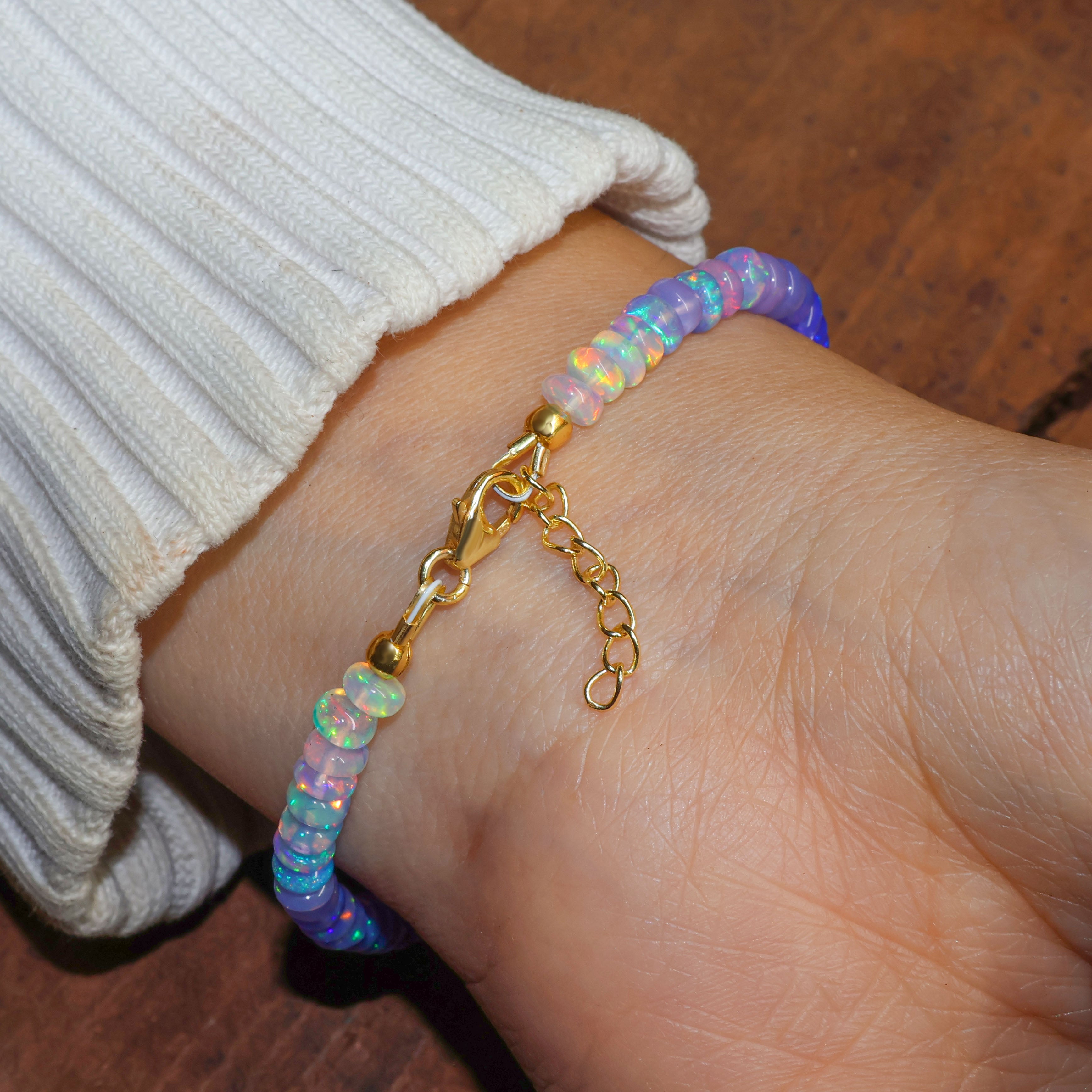 Natural Lavender Opal Smooth Kite Charm Beaded Bracelet for Women | Handmade Boho Jewelry Gift | Perfect for Yoga, Meditation & Everyday Wear