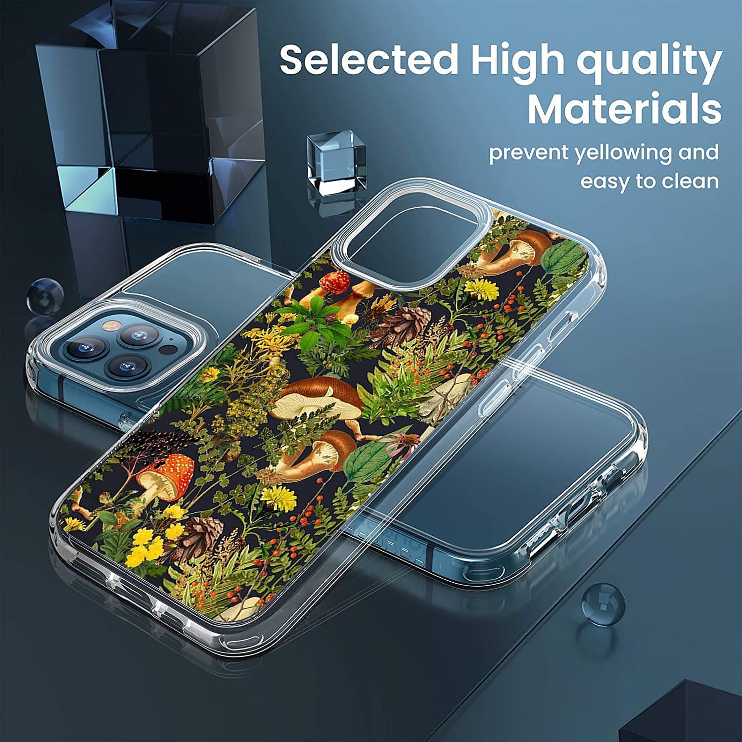 Mushroom Woodland iPhone 13 Pro Case - Nature Inspired Elderberries & Fungi Design, Shockproof TPU Protective Clear Phone Cover for Women & Girls | Perfect for Outdoor Adventures, Nature Lovers & Boho Style